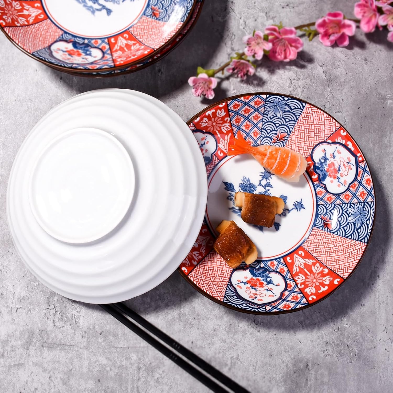 Plato de cerámica de estilo vintage japonés, plato de desayuno casero de 7 pulgadas, plato de cena utilizado para aperitivos, tortillas, panes