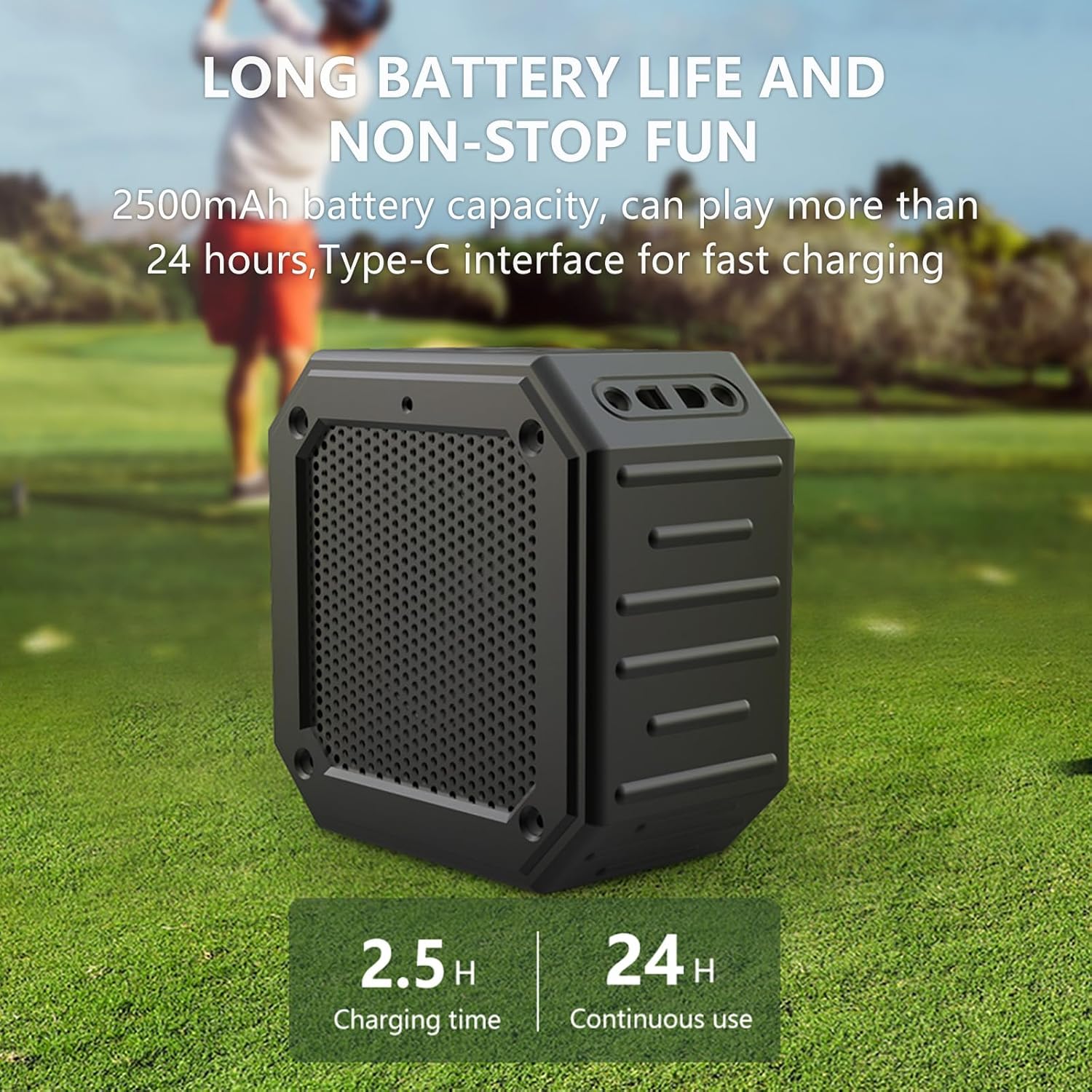 Altavoz de golf, altavoces Bluetooth, altavoz Bluetooth portátil, magnético, 15 W fuerte con graves, altavoz Bluetooth impermeable IPX7 para