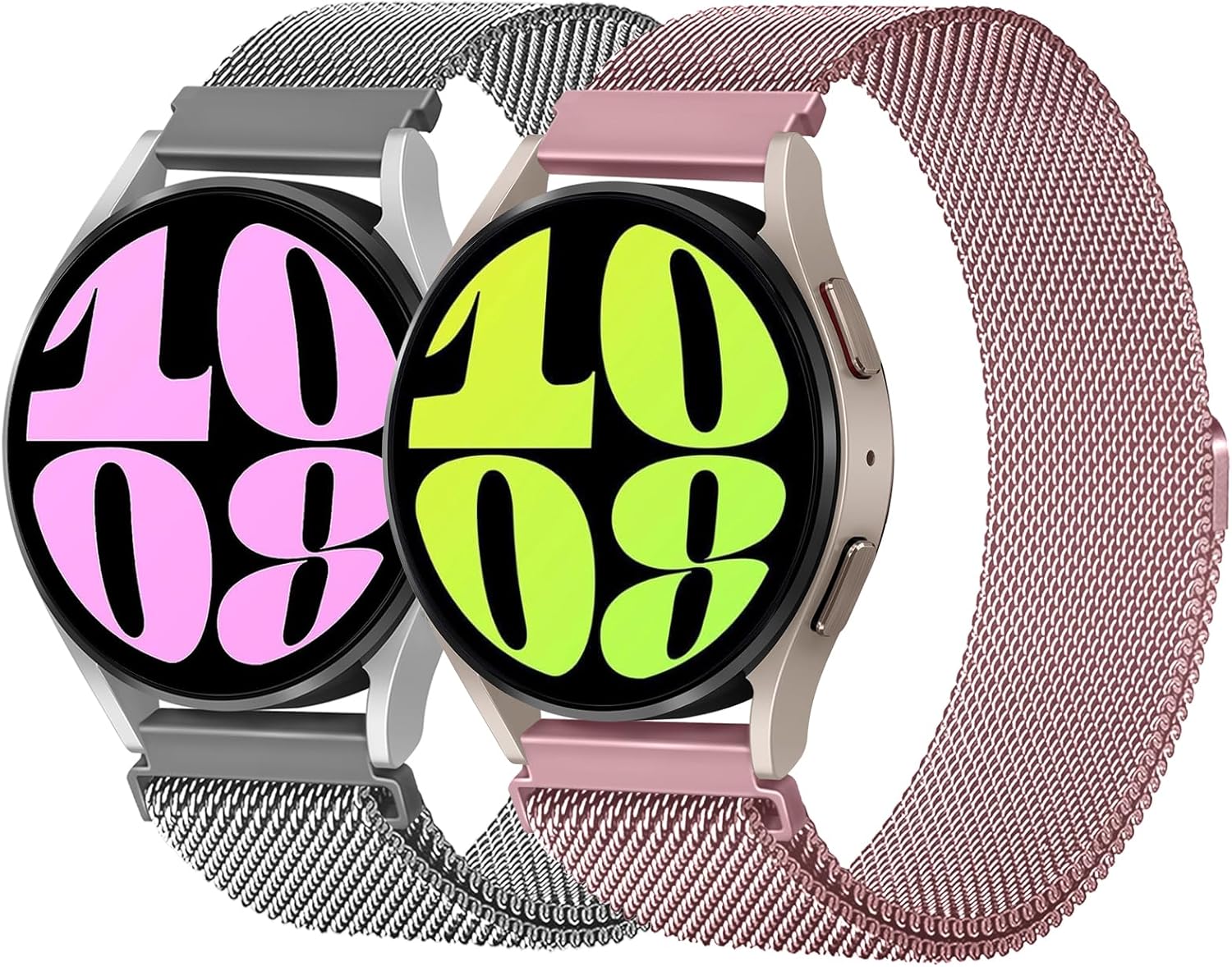 Paquete de 2 correas milanesas para Samsung Galaxy Watch 66 Classic de 1.575 pulgadas, 1.732 pulgadas, 1.732 pulgadas, 1.772 pulgadas, malla