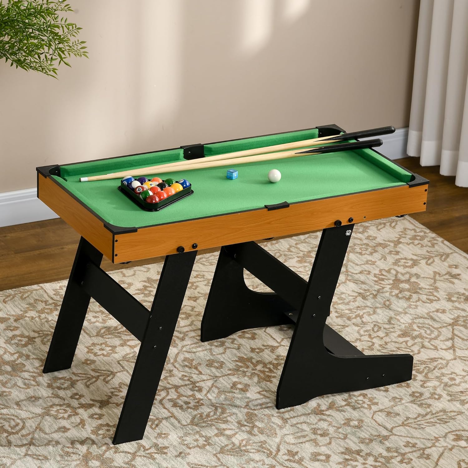 Soozier Juego de mesa de billar plegable de 38 pulgadas, juego de mesa de billar, divertido para toda la familia con fácil plegado para