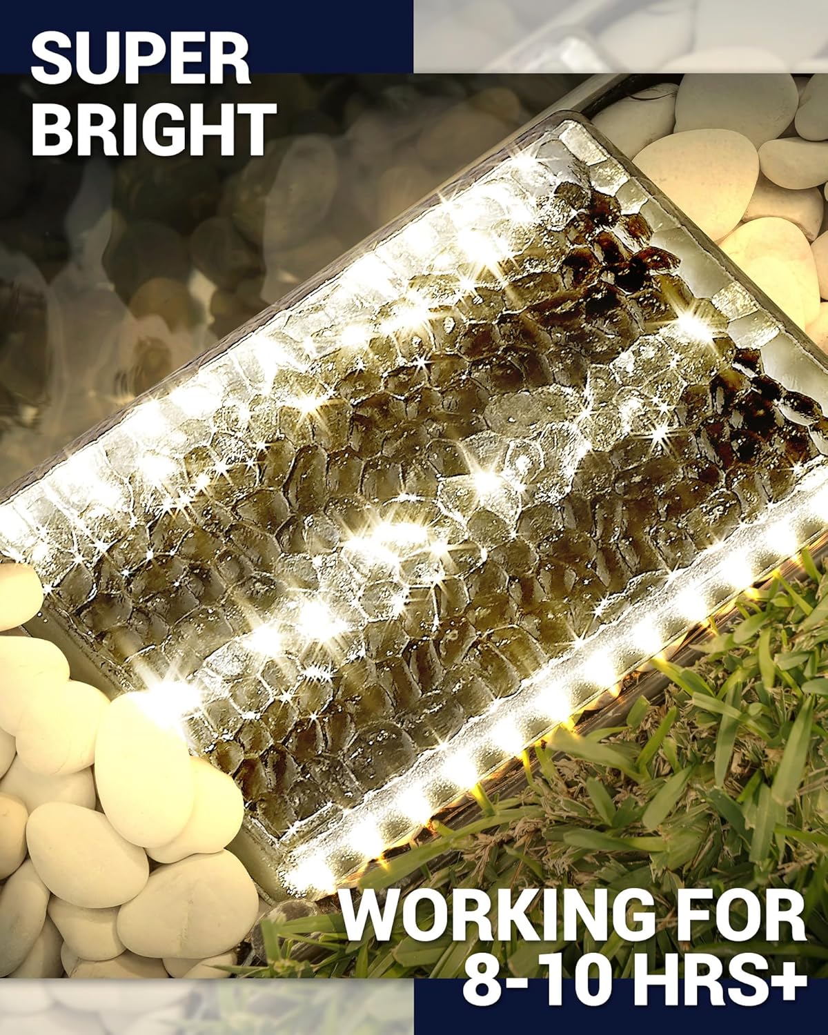 SHONE Luces solares para camino, IP67 impermeable LED de jardín al aire libre, 6 x 9, blanco cálido, decoración de paisaje súper brillante,