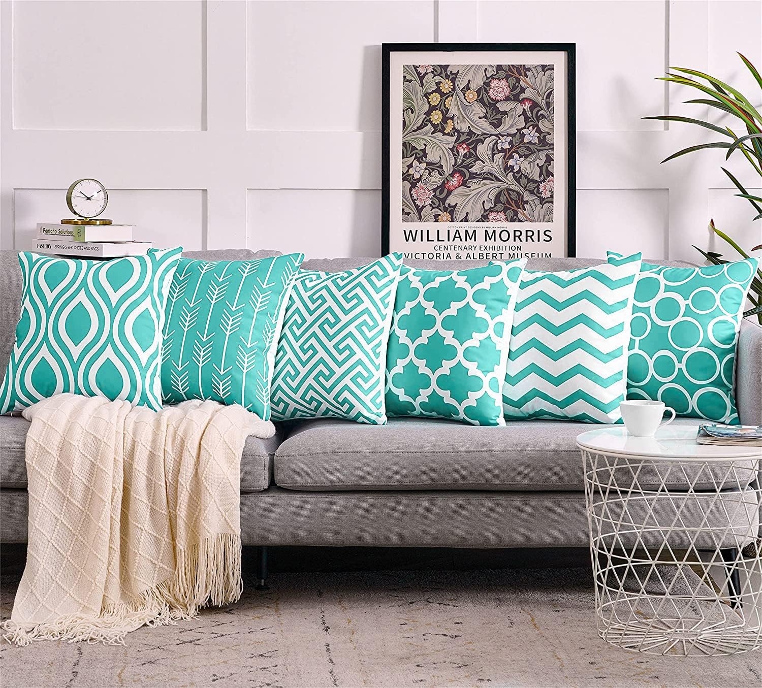 Top Finel juego de 6 fundas de almohada decorativas de lona duradera de 16 x 16 pulgadas, para exteriores, sofá, dormitorio o automóvil, 15.7 x 15.7