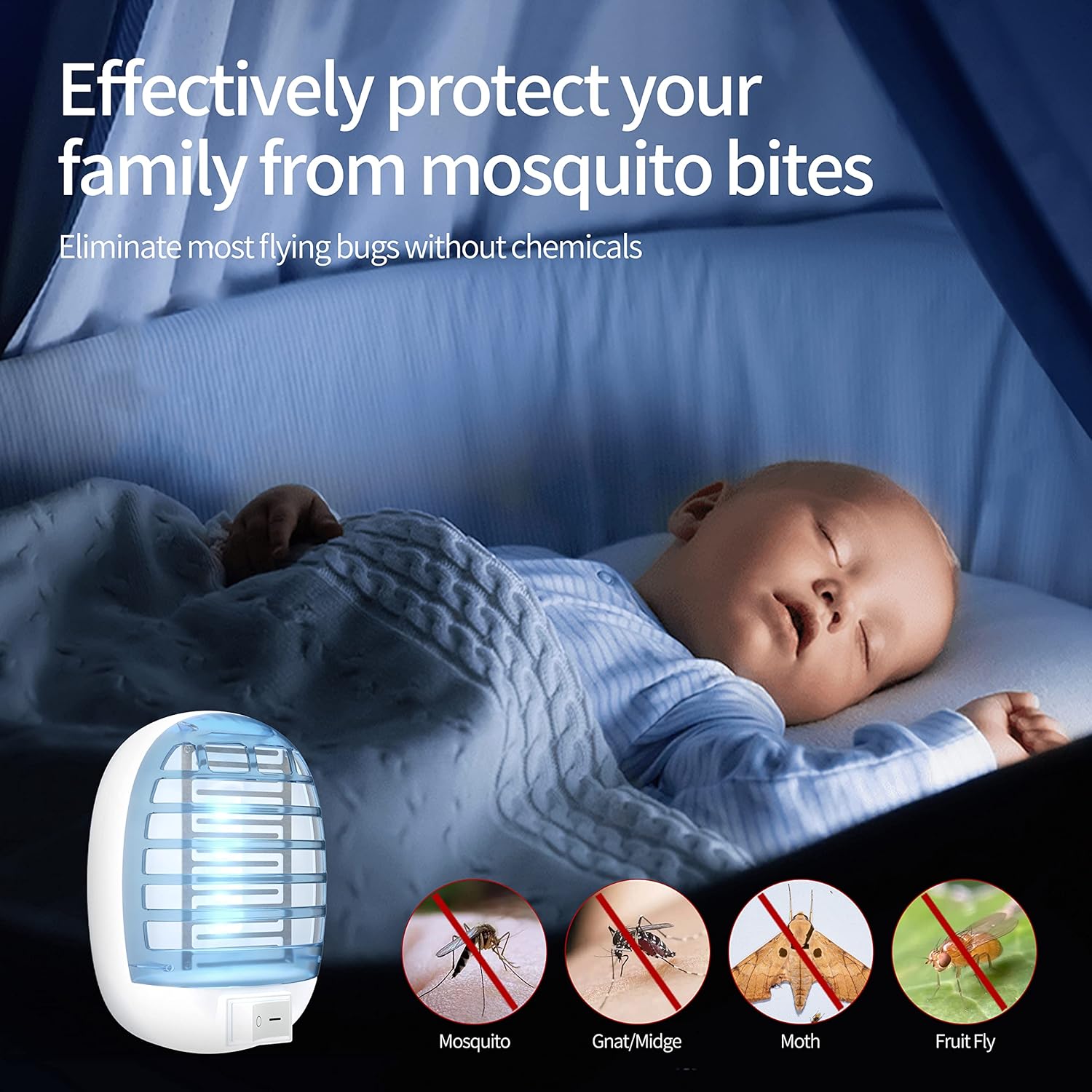 Exterminador de insectos volador para interiores, asesino electrónico de insectos, trampa para mosquitos con luces azules para sala de estar, hogar,