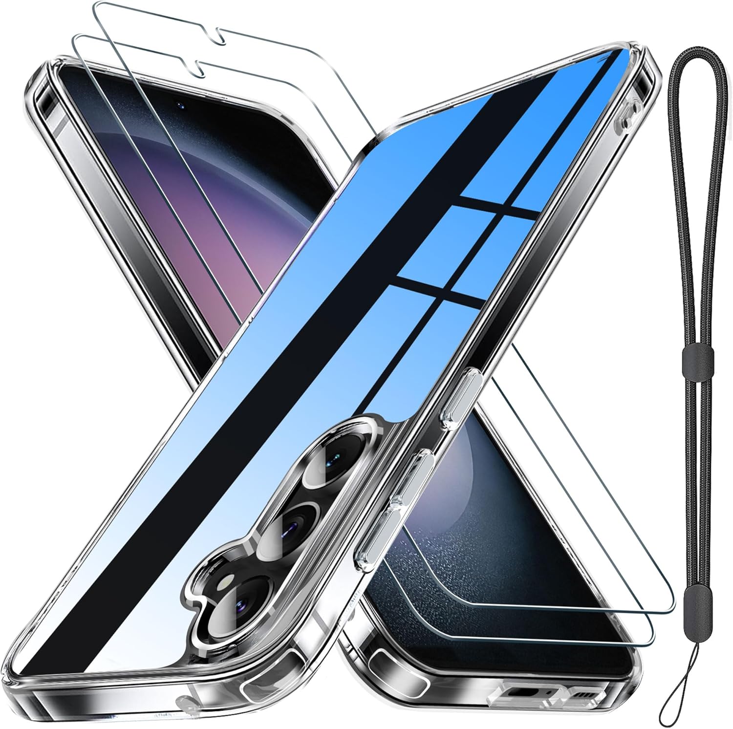 Janmitta Funda para Samsung Galaxy S23 FE con 2 protectores de pantalla (no para Galaxy S23), delgada, transparente, resistente, funda dura con