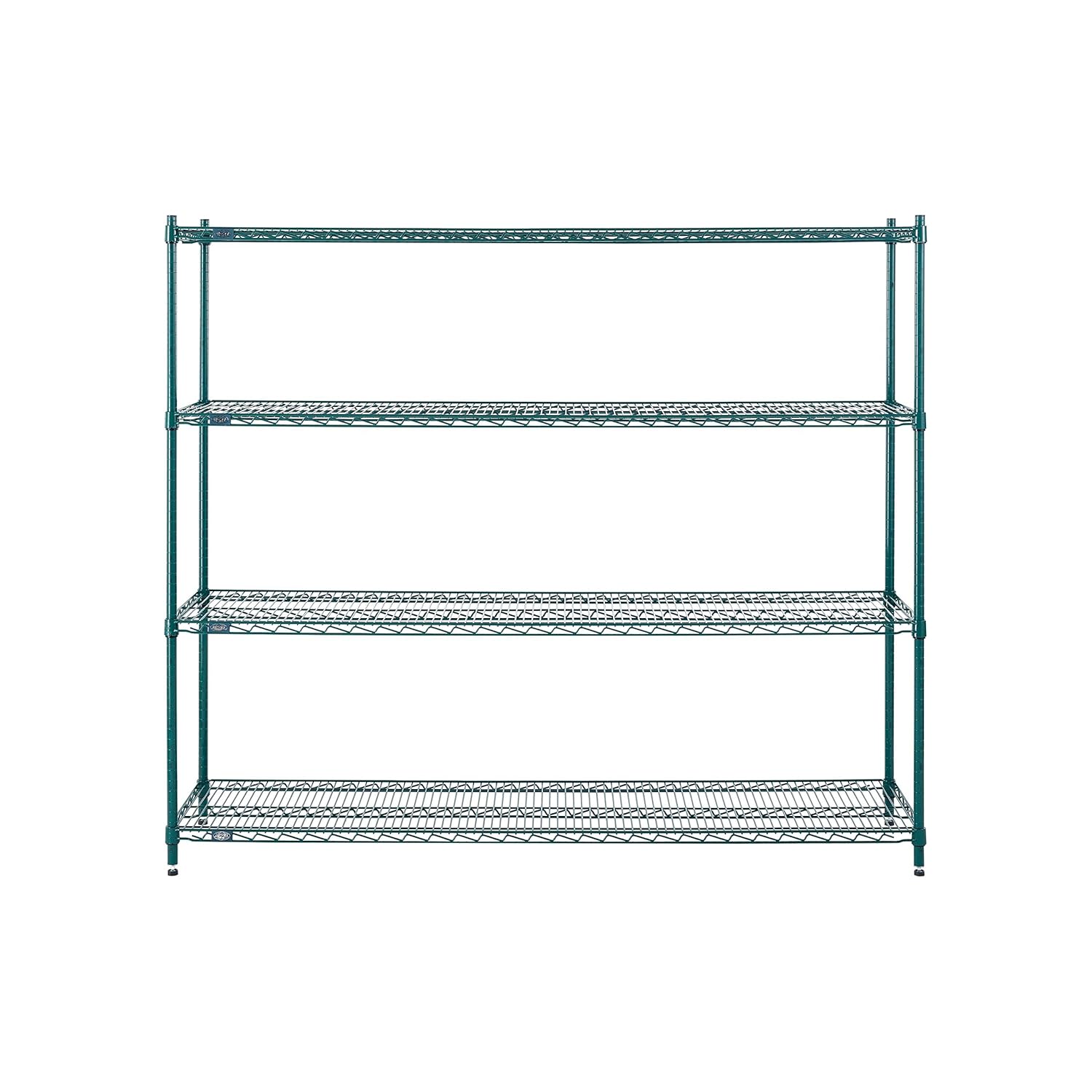 Nexel Estantería de alambre, epoxi verde, 72″ W X 18″ D X 63″ H