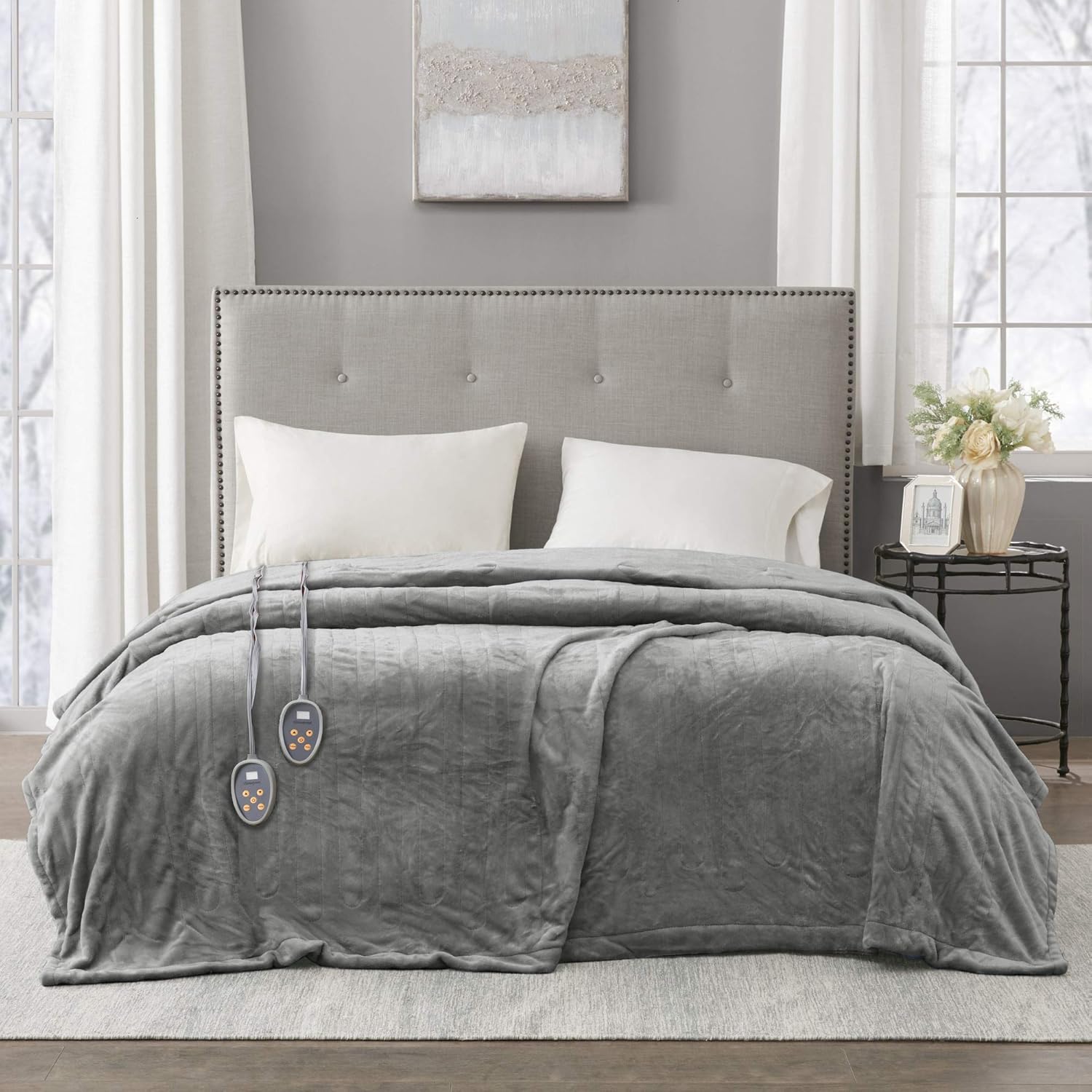 Beautyrest – Manta eléctrica de calentamiento rápido, apagado automático, prácticamente sin campos electromagnéticos, varios ajustes de calor,