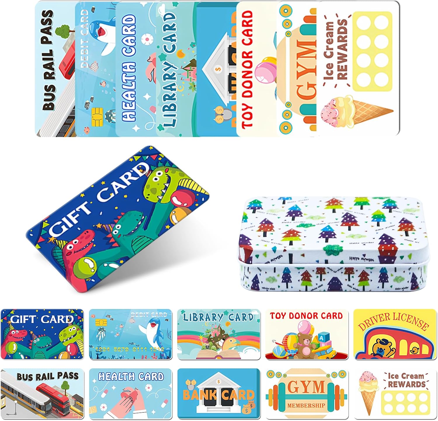 10 tarjetas de crédito falsas para niños, tarjetas de crédito, tarjetas de crédito realistas para juegos de débito para niñas y niños