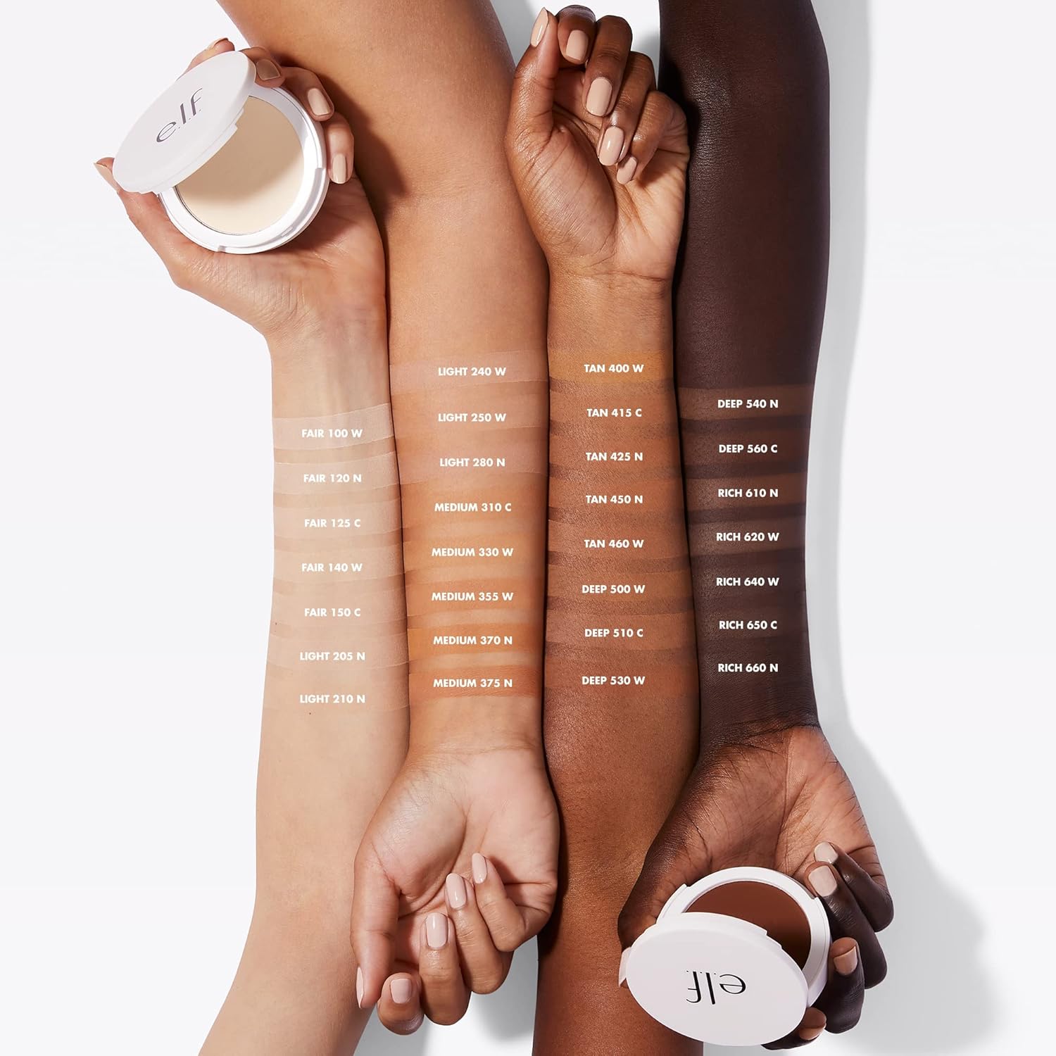e.l.f. Base de maquillaje camuflada en polvo, ligera, con infusión de imprimación, para construir y de larga duración, cobertura media a completa,