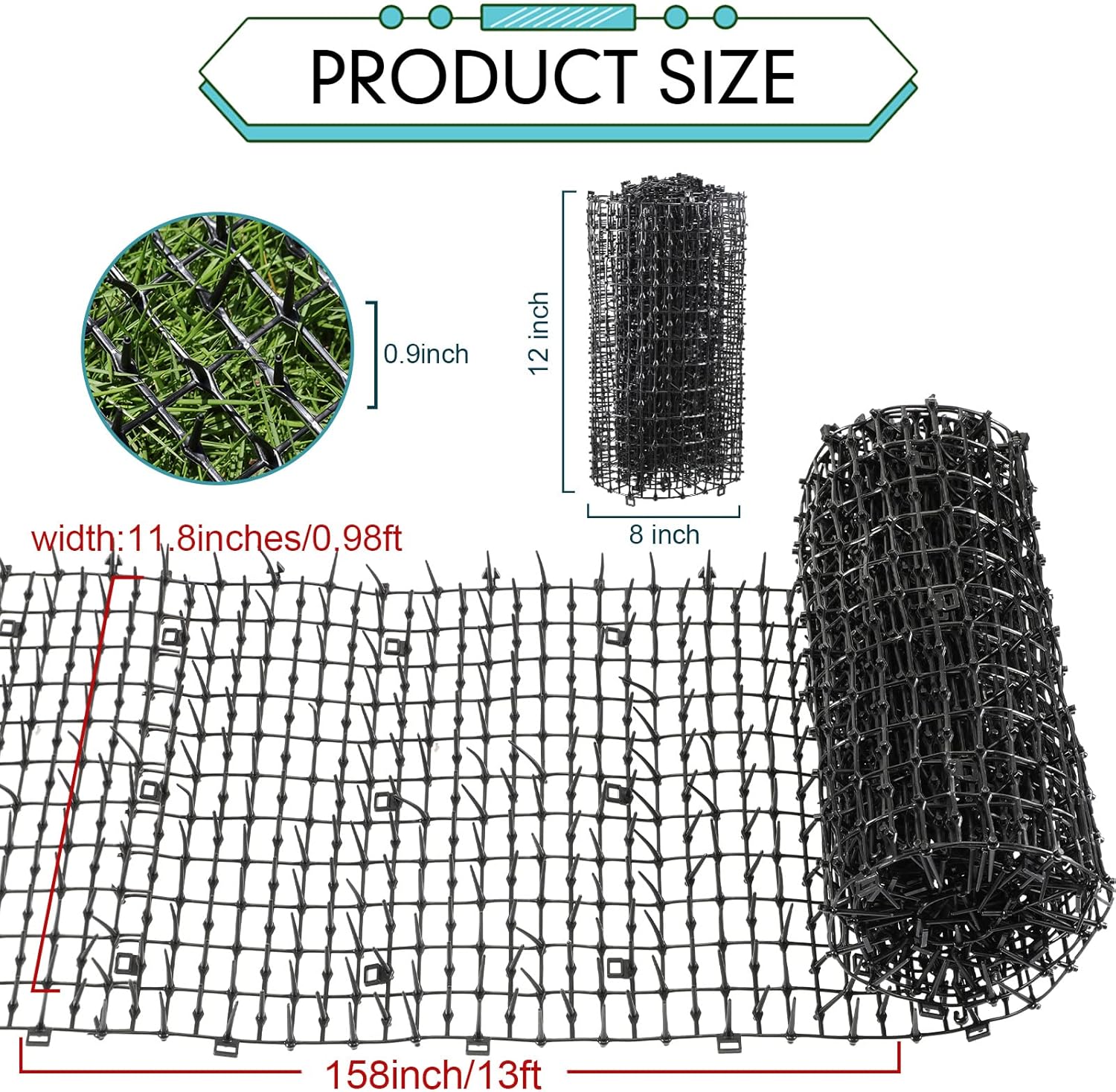 Zopeal 1 rollo de 158 x 12 pulgadas1 rollo de espigas para gatos que mantienen al perro fuera del sofá, tapete disuasorio para gatos, valla con