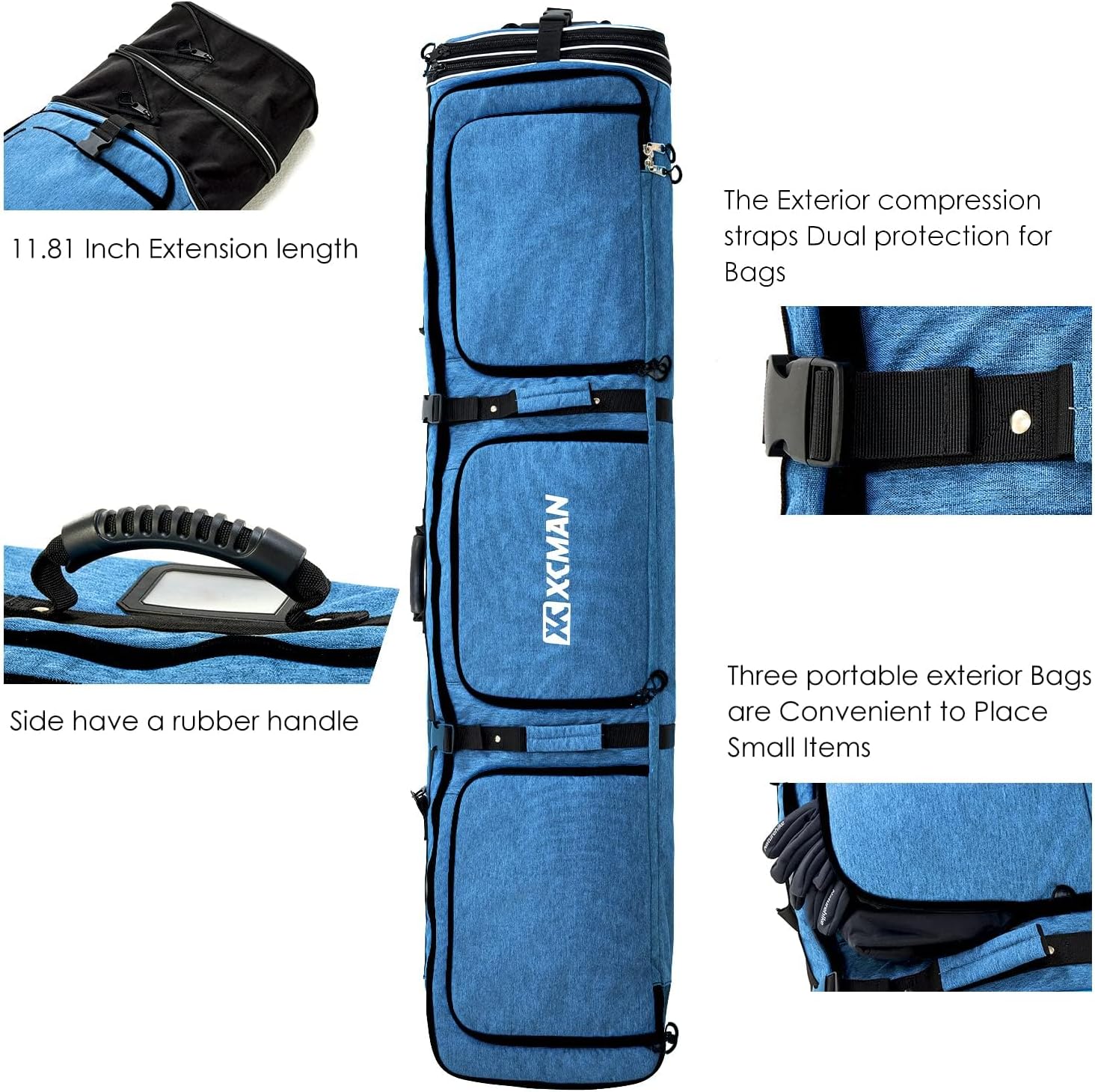 XCMAN Bolsa de snowboard con ruedas de longitud ajustable