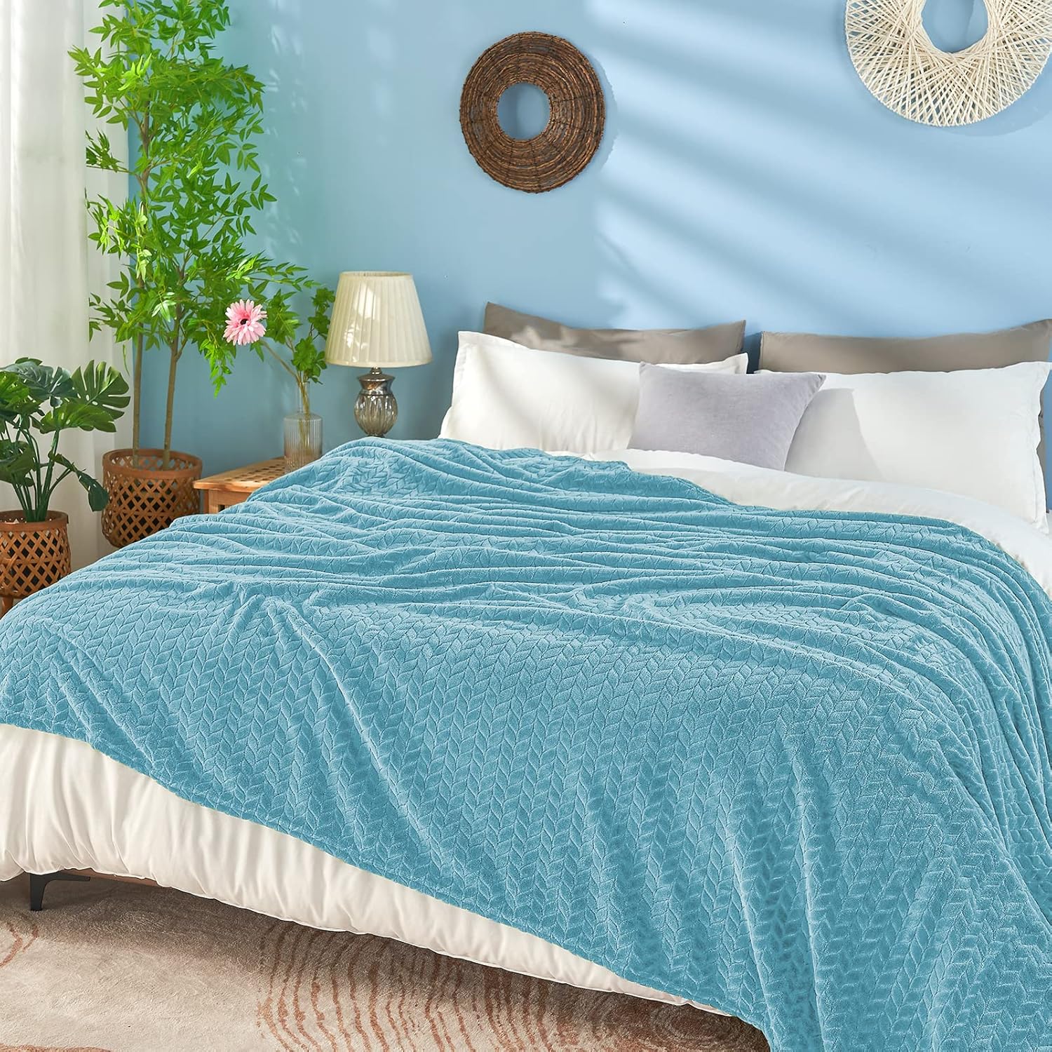 Inhand – Mantas de forro polar, mantas acogedoras de franela súper suaves para adultos, lavables y ligeras para sofá, cama, oficina, tamaño queen,