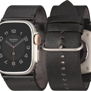 XIAOJU Correa de cuero ultra ancha compatible con Apple Watch de 1.929 in 1.772 in 1.732 in 1.654 in, correa de cuero genuino Apple Watch para XIAOJU Correa de cuero ultra ancha compatible con Apple Watch de 1.929 in 1.772 in 1.732 in 1.654 in, correa de cuero genuino Apple Watch para