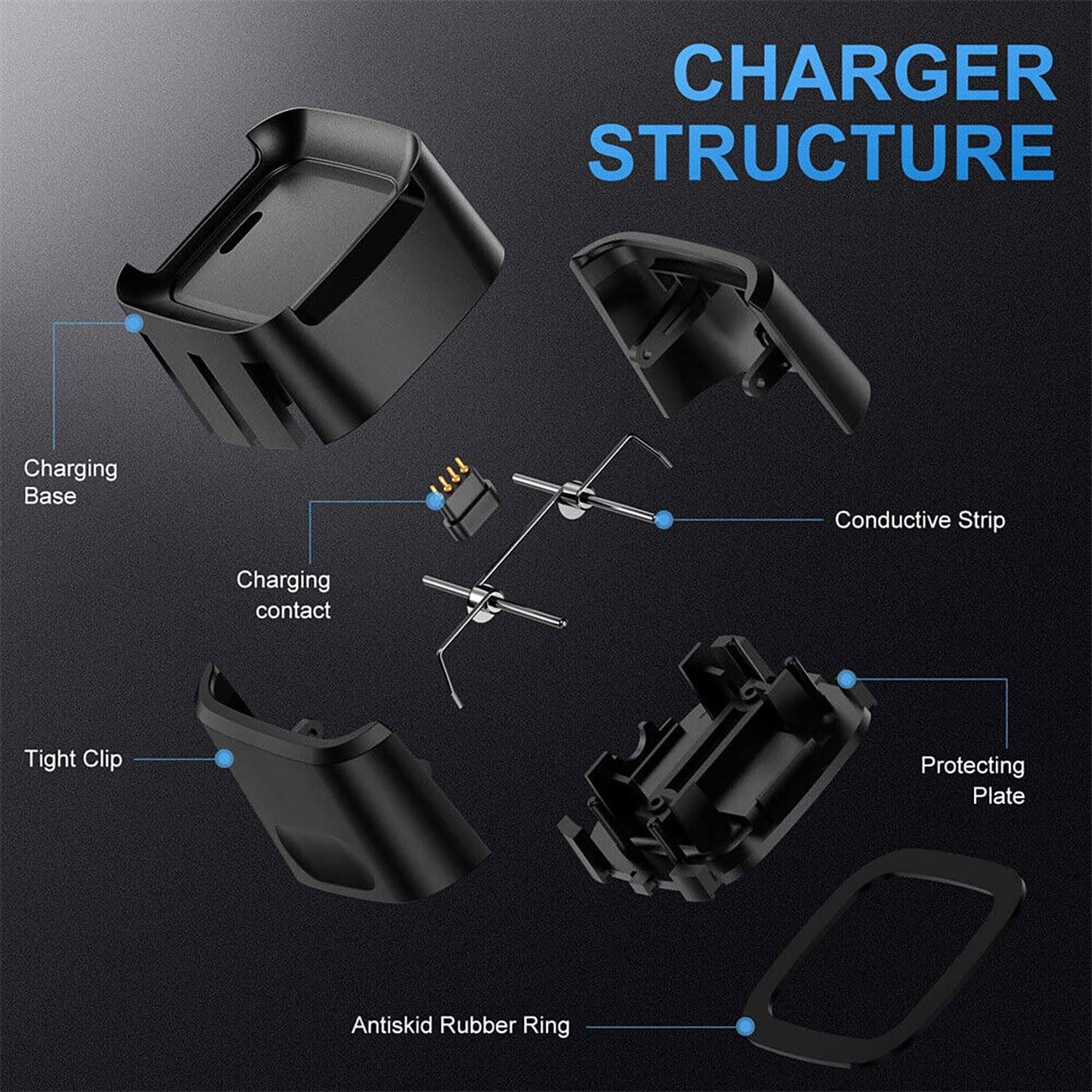 Cargador de pared para Fitbit Versa 2, cable de cargador Fitbit Versa 2, adaptador de reloj inteligente Versa 2, bloque de carga y base de carga