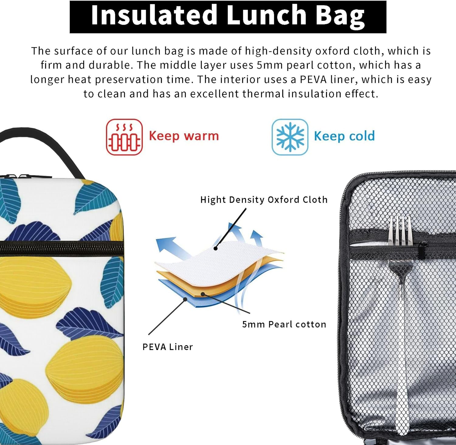 Loncheras aisladas reutilizables para mujeres y hombres, bolsas de almuerzo portátiles de gran capacidad para el trabajo, picnics y viajes aislados