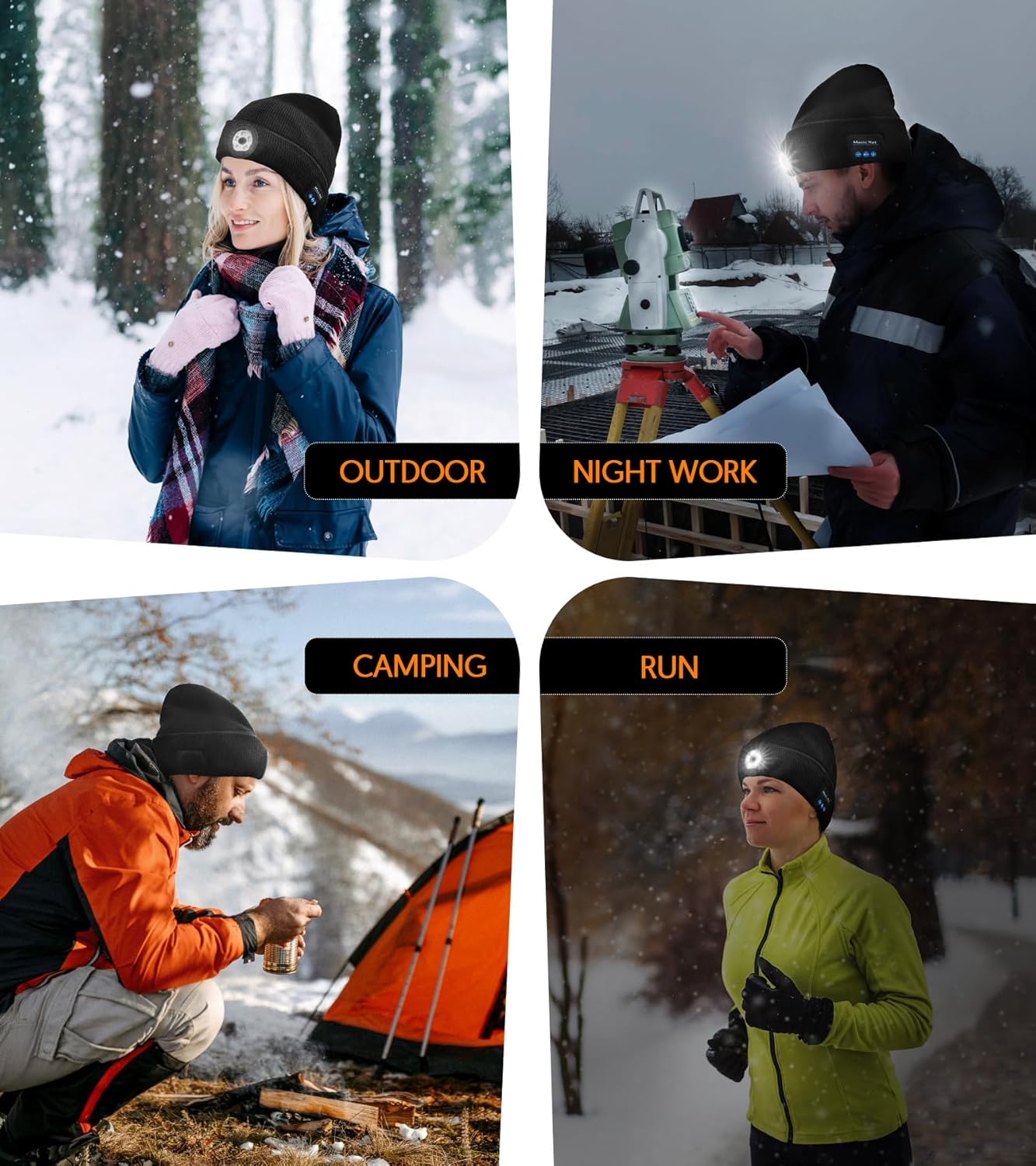 Tenzda Gorro Bluetooth  Gorro de punto musical unisex recargable con auriculares inalámbricos ligeros, regalos únicos para hombres y mujeres, color