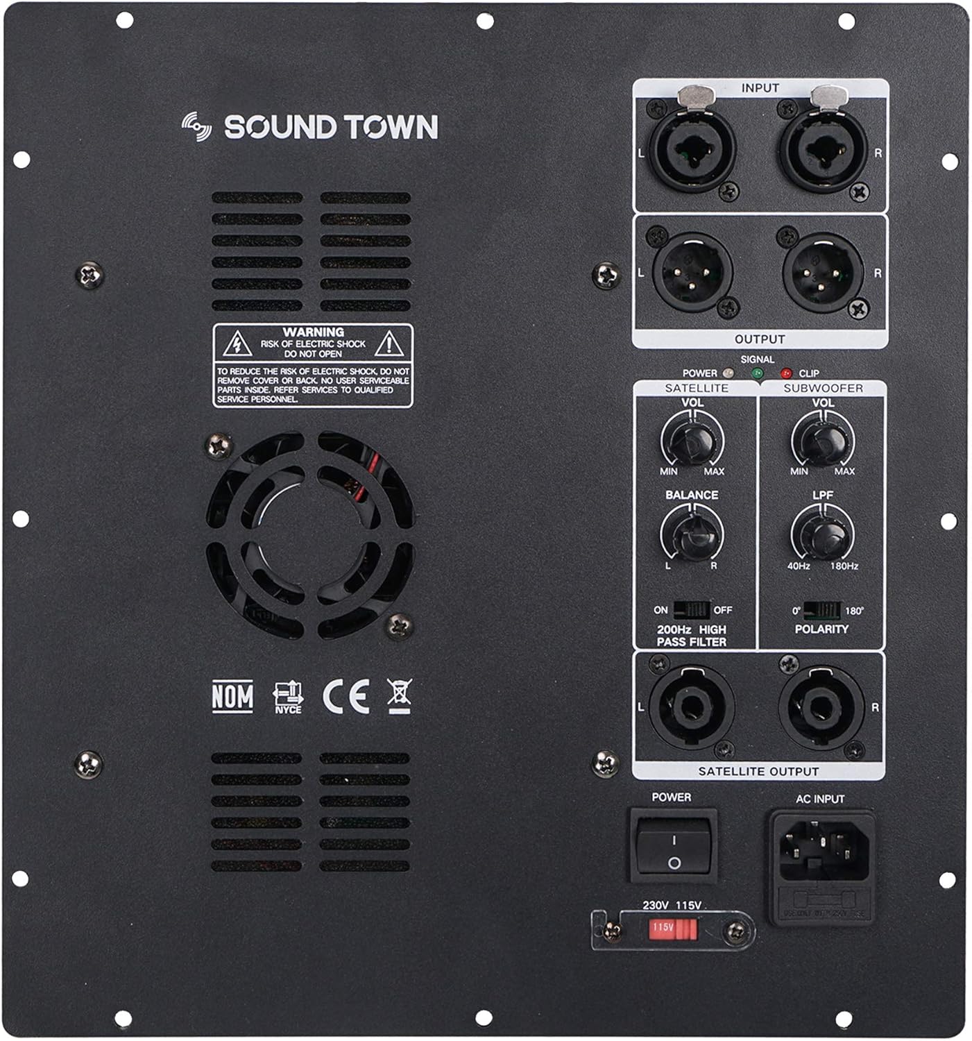 Sound Town Paquete de 2 subwoofers PA DJ de 15 pulgadas y 1600 vatios con salidas de altavoz, carcasa de madera contrachapada y ruedas, color negro