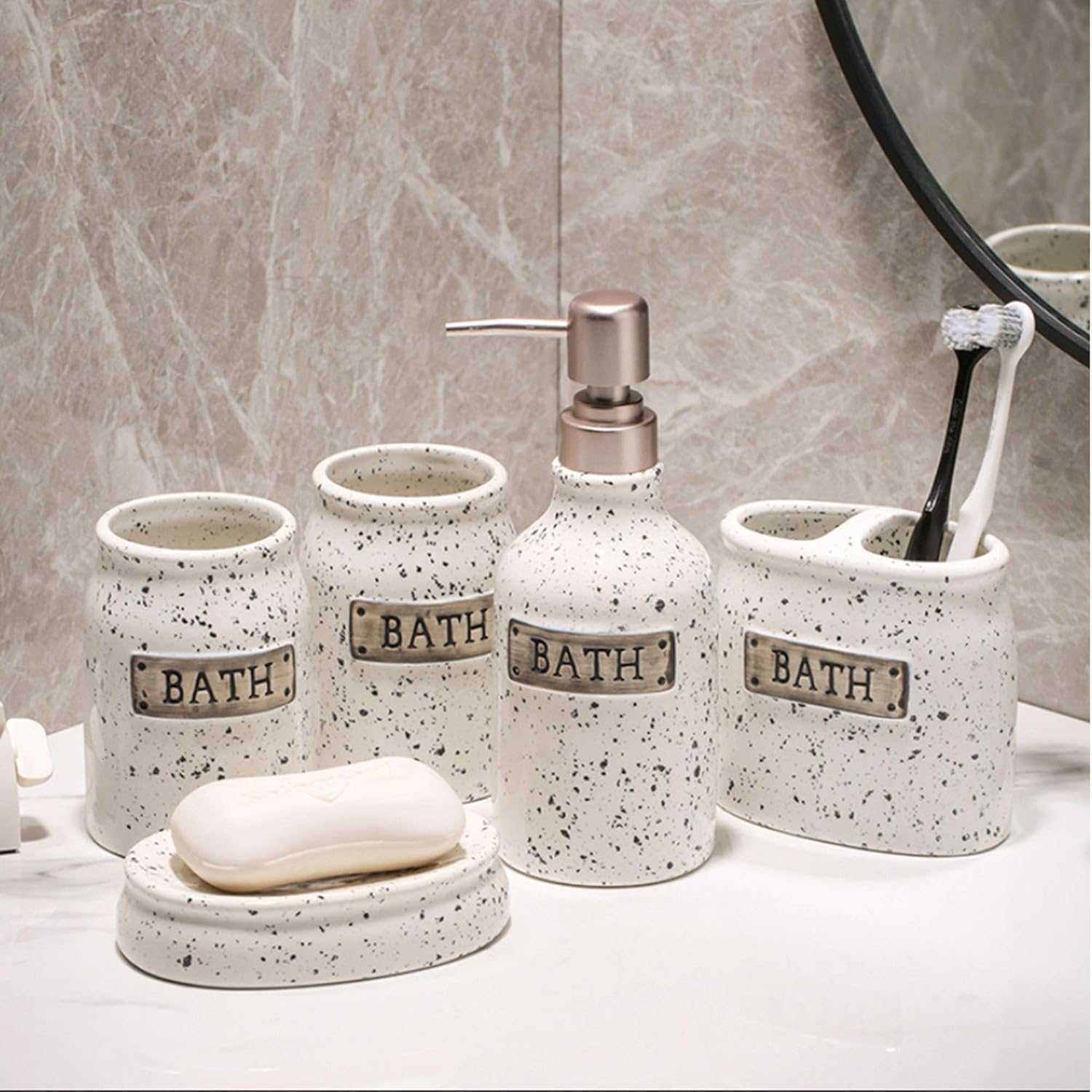 Dispensador de jabón de vidrio con bomba amplia, juegos de accesorios de baño de cerámica completos, accesorios para Baño, elegante decoración