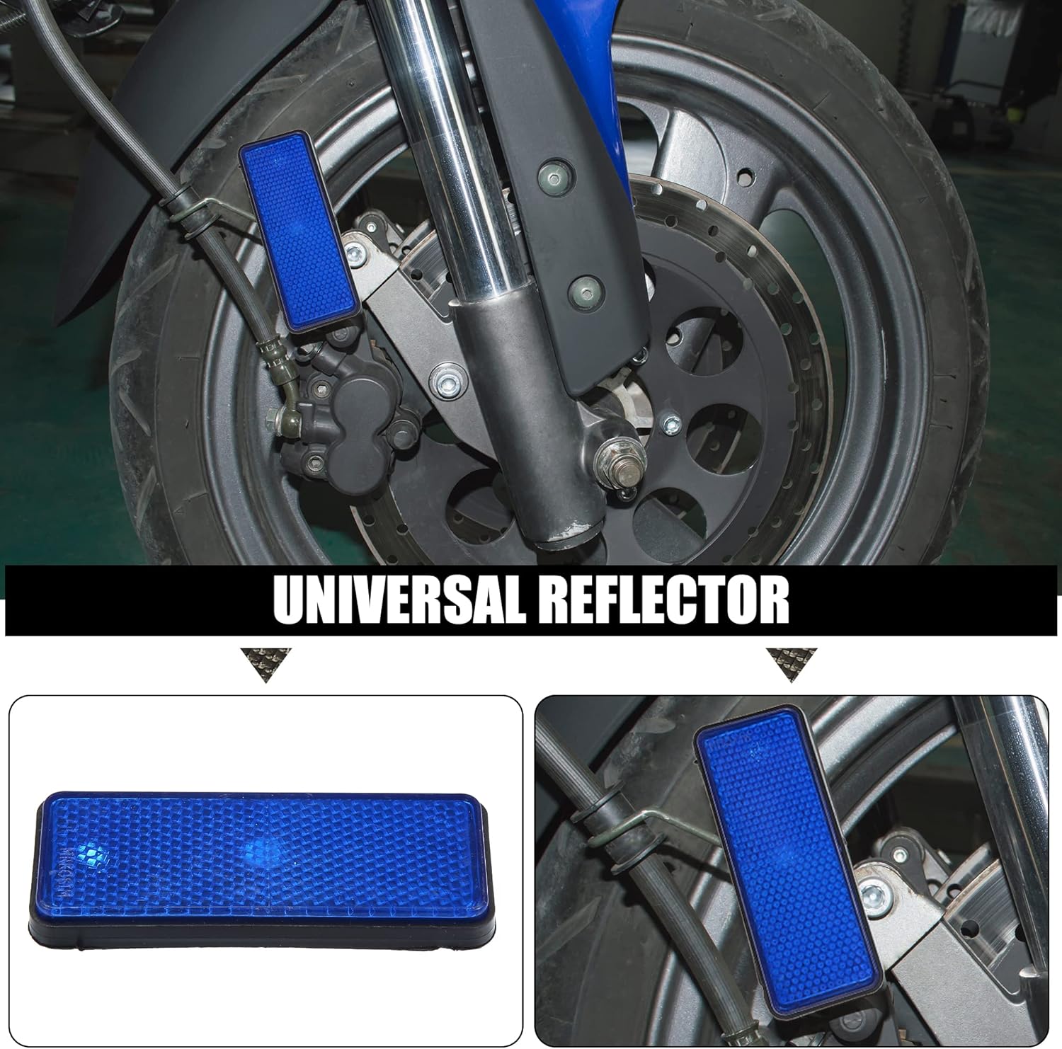 X AUTOHAUX Reflector universal de forma rectangular para latas de basura de motocicleta, remolque, camión y bicicleta, 4 unidades, color azul