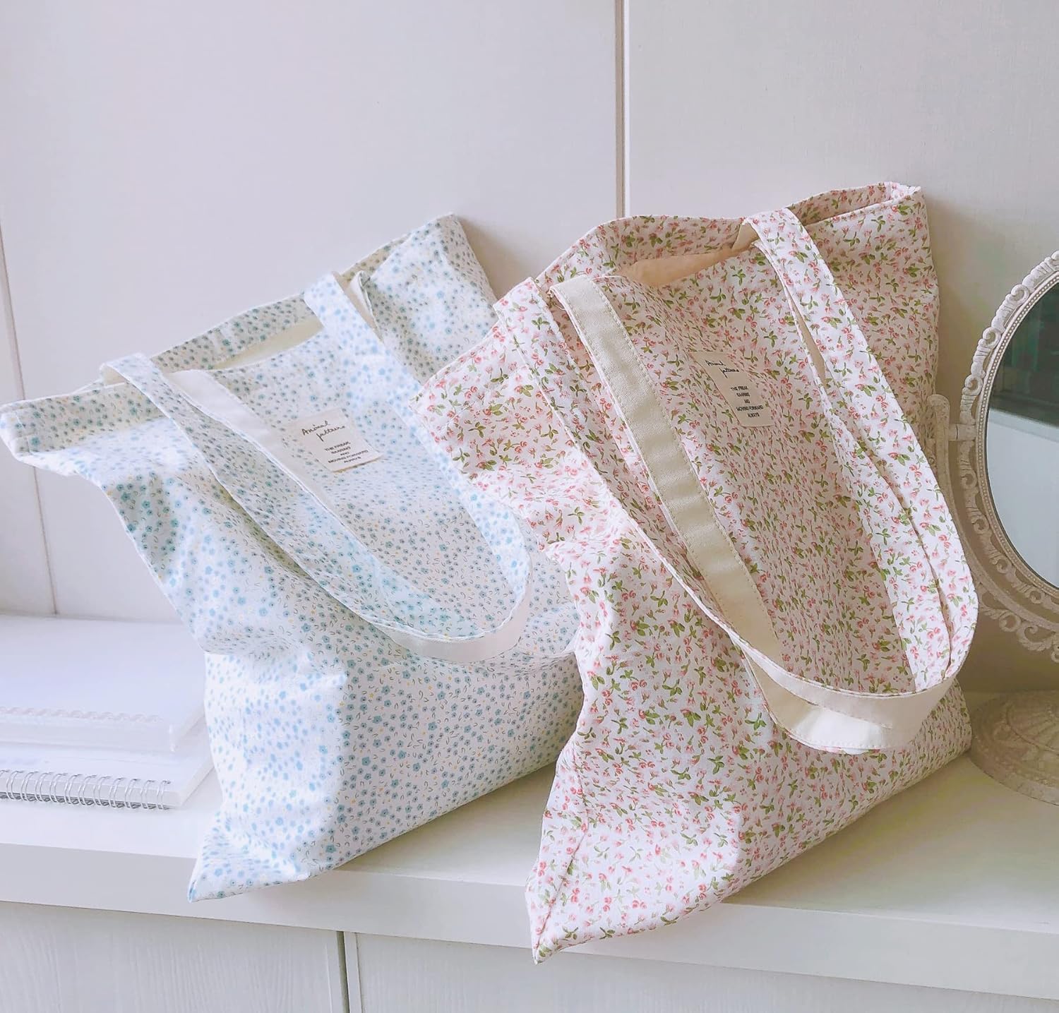 Bolsa de lona de algodón, reutilizable, suave, bolsa de hombro floral para viajes de playa, compras