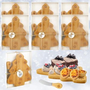 Kigley 6 piezas de tabla de cortar queso para árbol de Navidad, tabla de cortar madera para servir tablero de madera en forma de árbol de Kigley 6 piezas de tabla de cortar queso para árbol de Navidad, tabla de cortar madera para servir tablero de madera en forma de árbol de