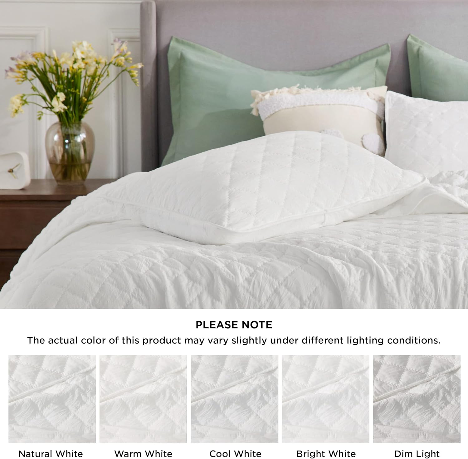 Bedsure Colcha bohemia tamaño Queen, color blanco, elegante patrón de diamantes, colchas y colchas ultrasuaves y ligeras, juegos de ropa de cama