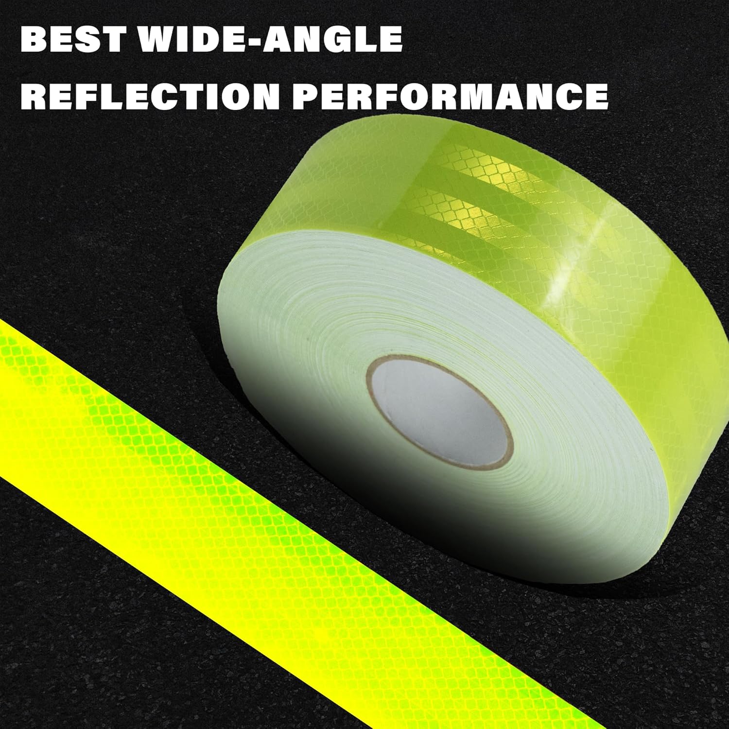 Cinta reflectante de 2 pulgadas x 30 pies para exteriores, impermeable, DOT-C2, resistente a la decoloración, amarillo fluorescente, cinta