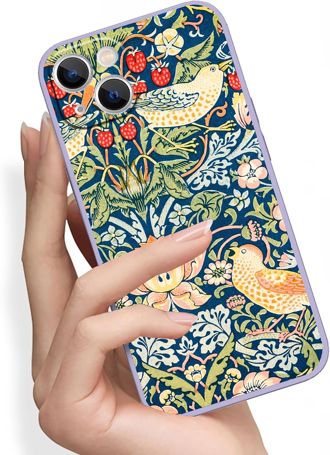 Funda para iPhone 13, diseño de flor de pájaro de fresa, funda de TPU suave para iPhone 13 (6.1 pulgadas)