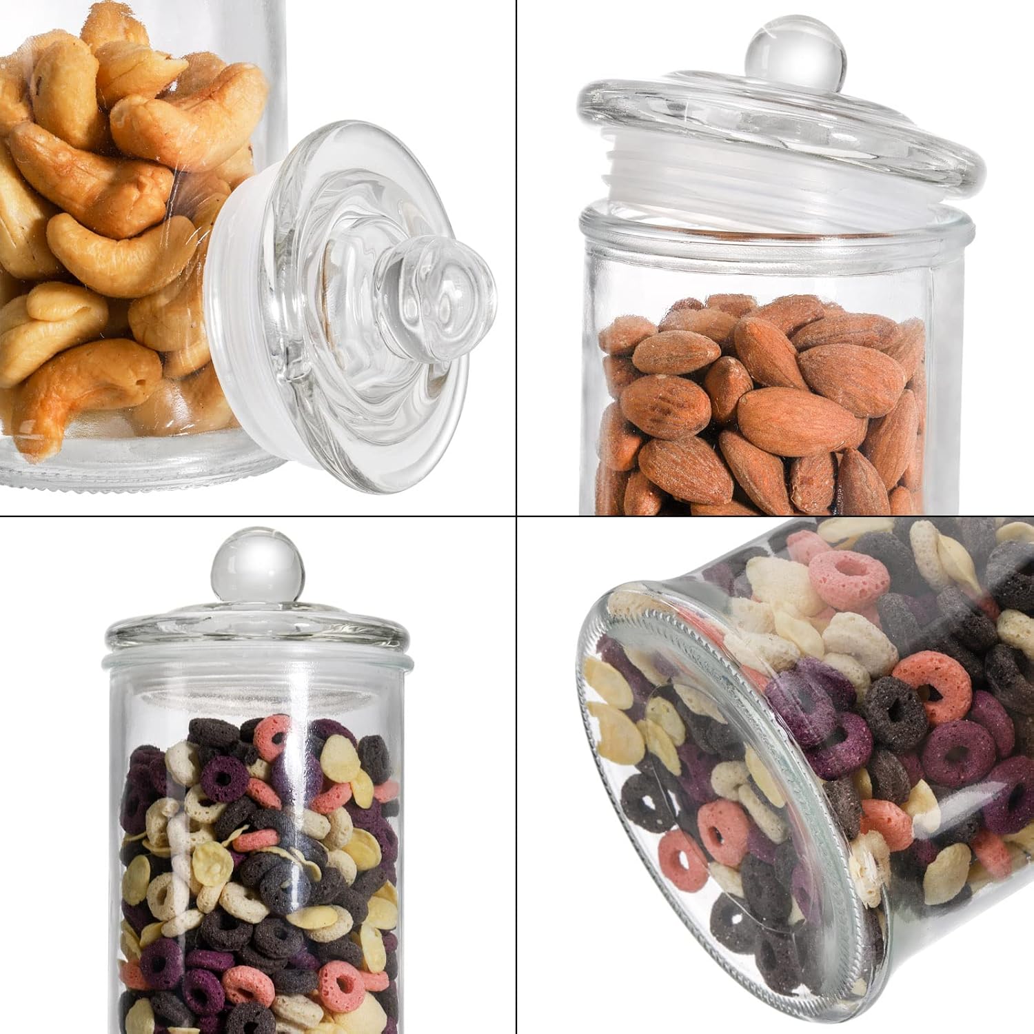 Suwimut Juego de 3 tarros de vidrio con tapas, recipientes de baño, tarros de almacenamiento pequeños para cocina, baño, almacenamiento Qtip,