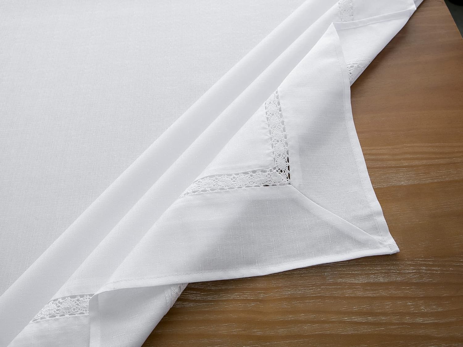 EHouseHome Mantel de tela resistente con encaje blanco, impermeable, sin arrugas, resistente a las manchas, a prueba de aceite, para comedor,
