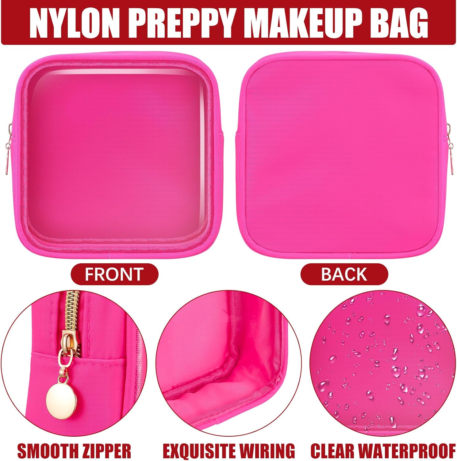 Hushee 4 bolsas de maquillaje transparentes para bolso, bolsa de maquillaje de nailon y PVC, bolsa de viaje para cosméticos, bolsa de aseo con