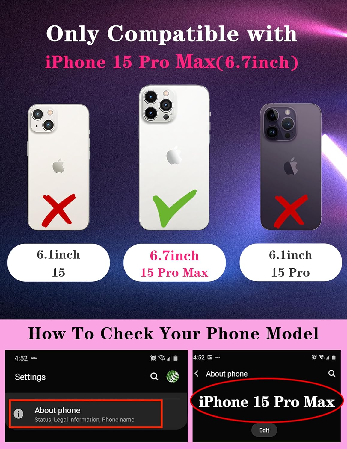 Goocrux Funda 2 en 1 para iPhone 15 Pro para mujeres y niñas, linda funda de teléfono de alienígenas, diseño divertido estético único de universo