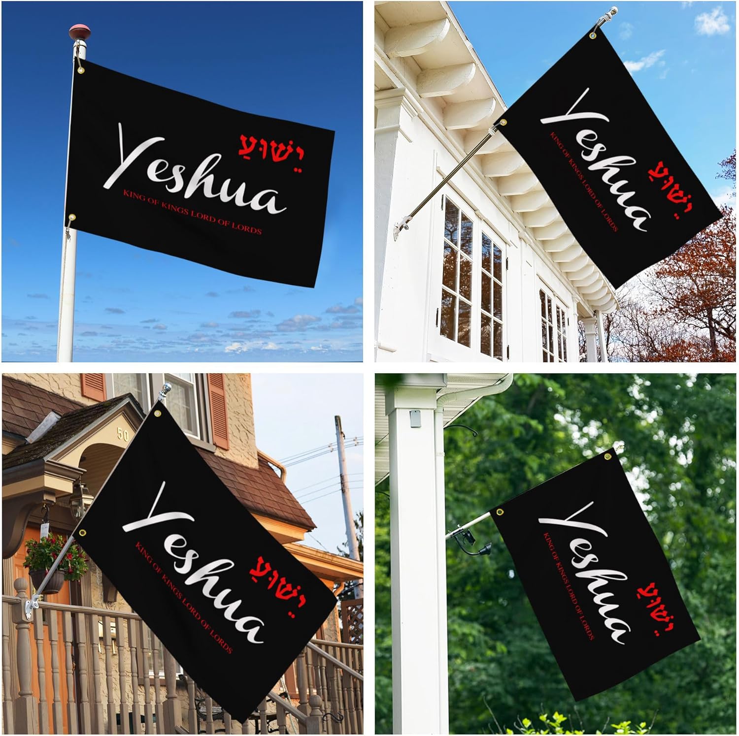 Yeshua – Bandera cristiana de Jesús de 3 x 5 pies, bandera de Pascua de Cristo Jesús para exteriores, casa, patio, habitación, decoración patriótica