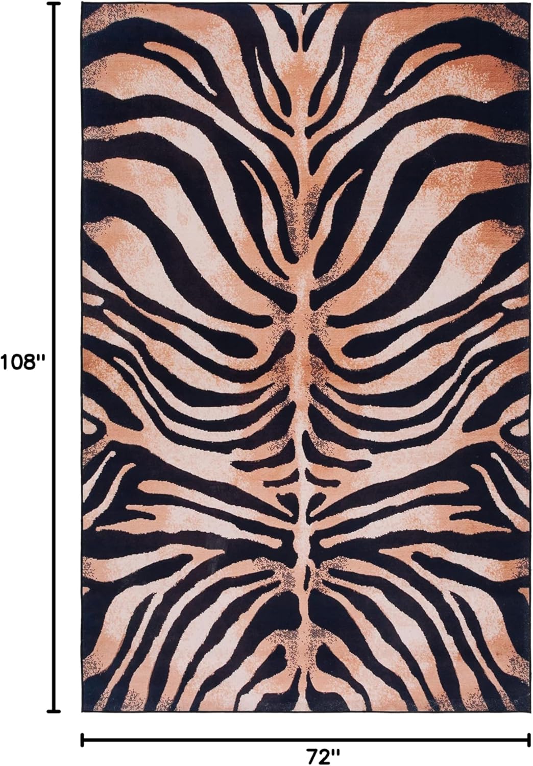 SAFAVIEH Alfombra de área de la colección Faux Hide – 6 x 9 pies, diseño de estampado de tigre, no desprende pelusa y de fácil cuidado, lavable a