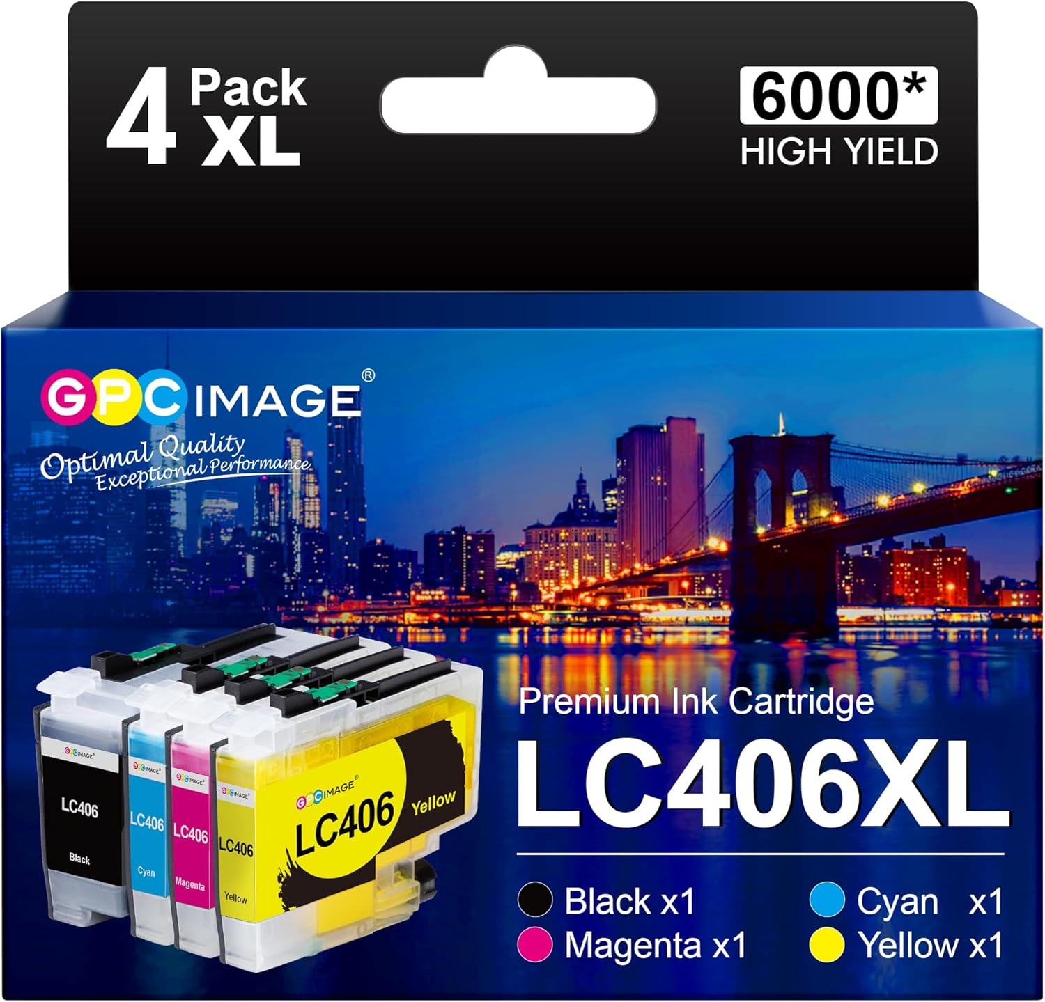GPC Image LC406XL High Yield Ink Cartridge for Brother Printer for Brother LC406 Ink Cartridges LC406XL LC 406 XL use with Brother MFC-J4535DW