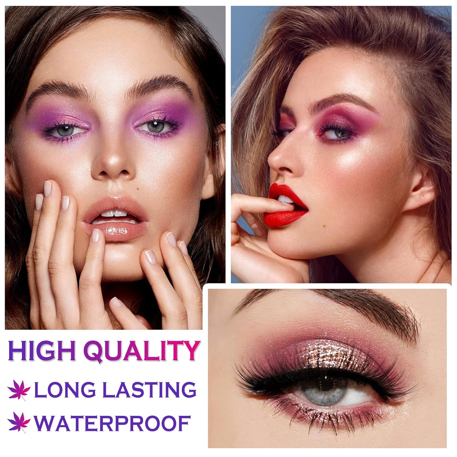 NVLEPTAP Paleta de sombra de ojos de 12 colores con purpurina, morado, rosa, blanco, paleta de sombra de ojos de arco iris de alta pigmentación,