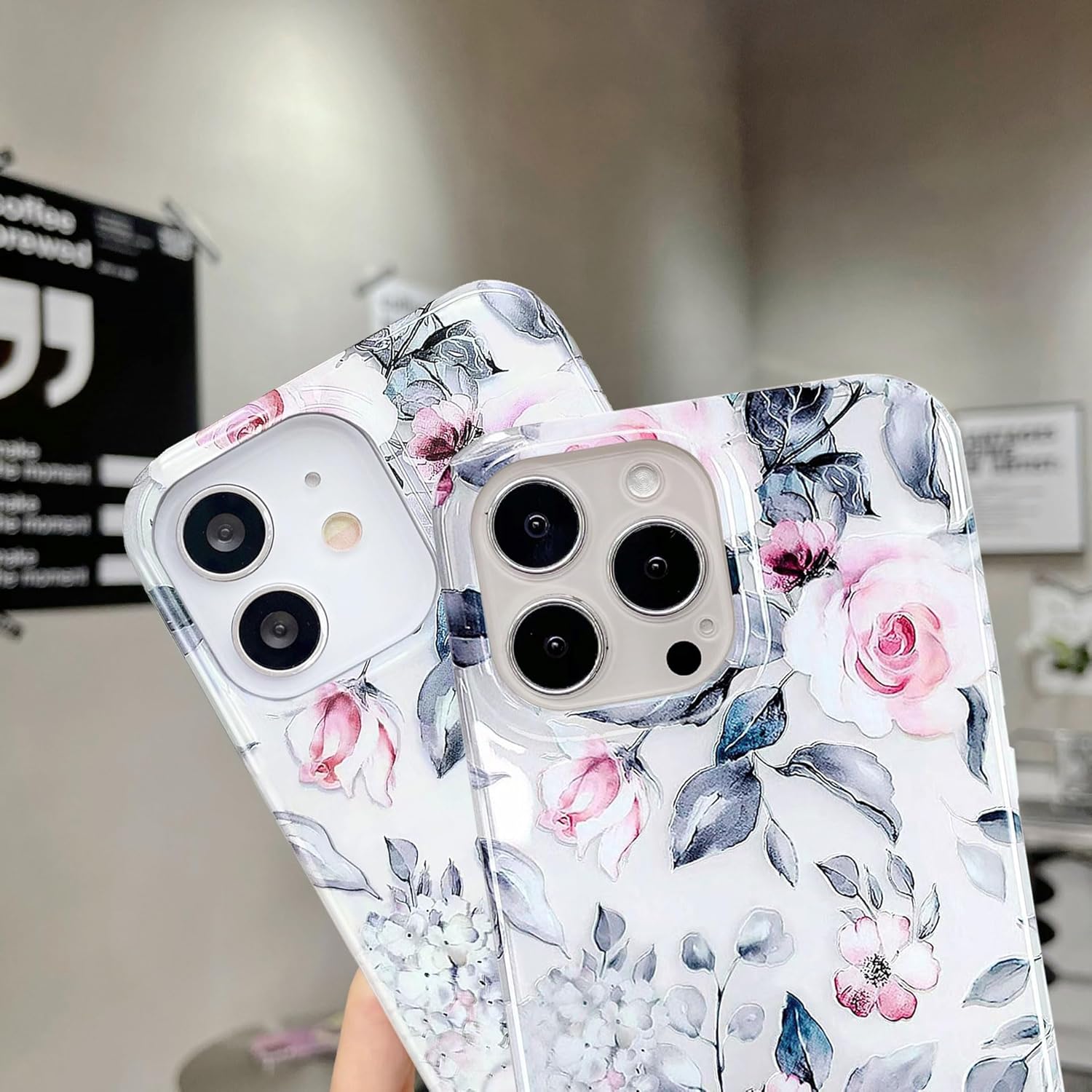 J.west Funda para iPhone 11 Pro Max 6.5, suave a prueba de golpes, linda funda protectora de teléfono floral rosa para mujer, diseño retro