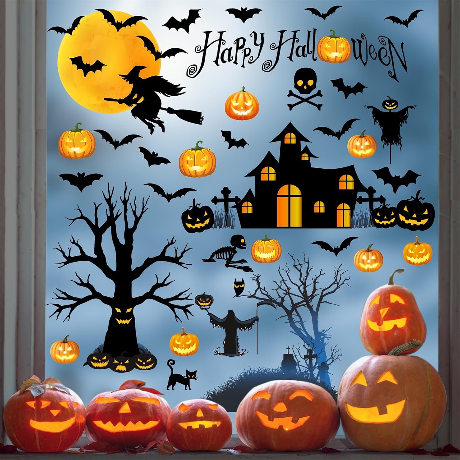 Calcomanías de pared de Halloween, calcomanías de murciélago volador aterrador, decoración de pared, calcomanía de pared de Halloween, casa