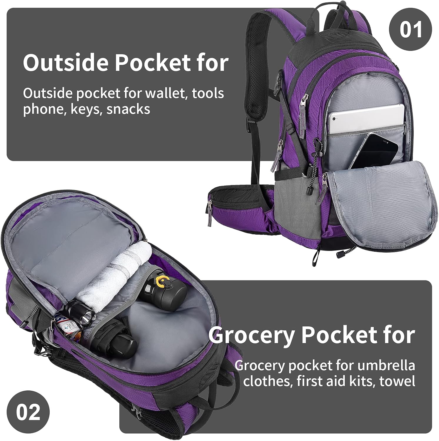 SHARKMOUTH Mochila de hidratación  Mochila aislada con bolsa de agua de 2.5L para senderismo, correr, acampar, ciclismo