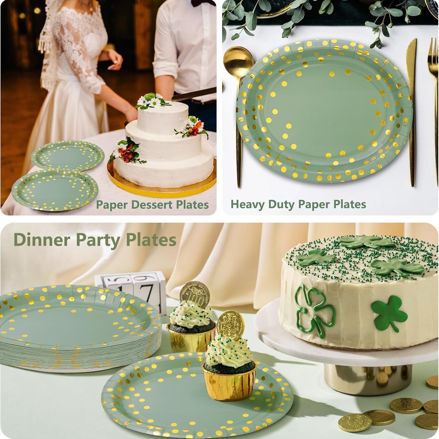 VEIZEED Platos de papel verde salvia de 10 x 12 pulgadas, platos verdes salvia para 50 invitados, platos de papel ovalados grandes, platos de fiesta