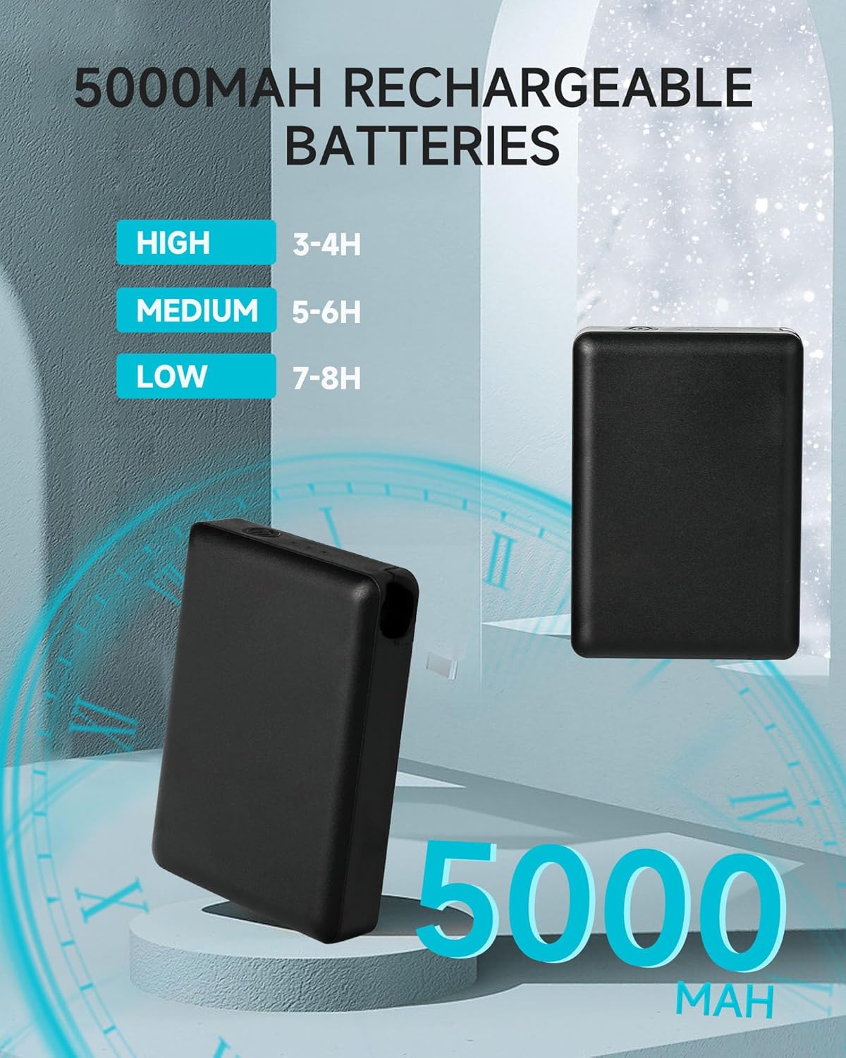 ALLJOY Guantes térmicos para hombres y mujeres, baterías recargables de 5000 mAh, 3 niveles de calefacción, guantes eléctricos para pantalla táctil,