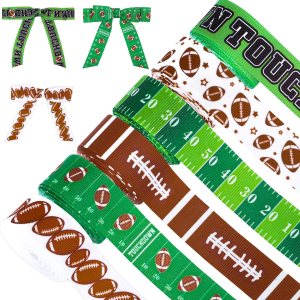 Whaline 6 rollos de cinta de grogrén de fútbol de 30 yardas, patrón de campo de pelota de rugby, cinta de tela decorativa de equipo deportivo para Whaline 6 rollos de cinta de grogrén de fútbol de 30 yardas, patrón de campo de pelota de rugby, cinta de tela decorativa de equipo deportivo para