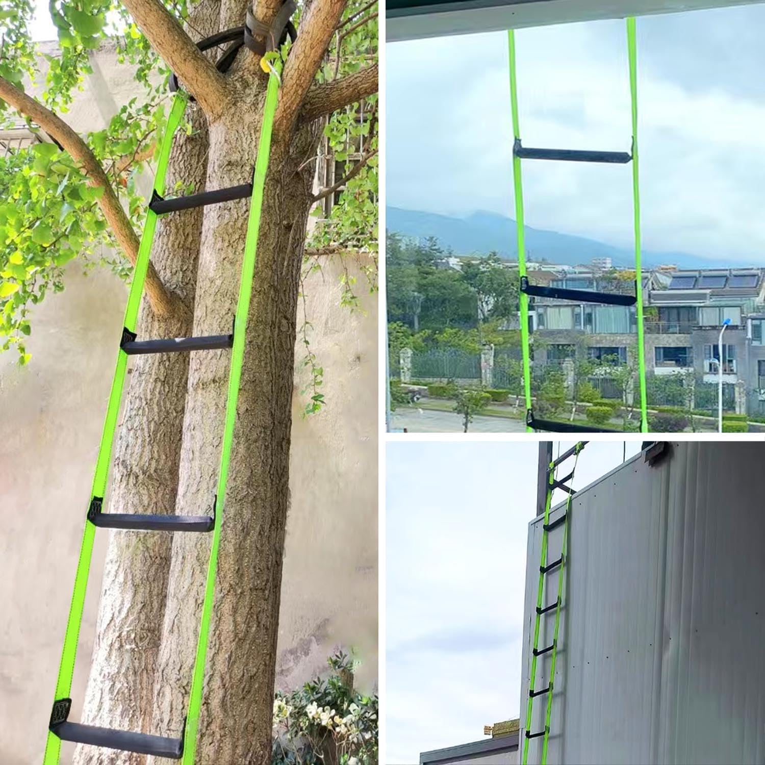 CRAYZA Escalera de emergencia para escapar de incendios, escalera portátil de cuerda de seguridad de 9.8 pies con 2 ganchos para el hogar, multiusos