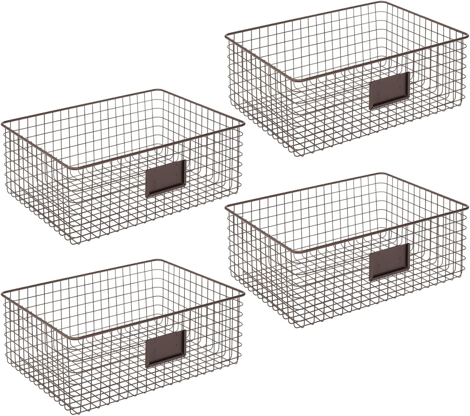 mDesign – Canasta de rejilla de metal para organizar y almacenar alimentos, paquete de 4 unidades