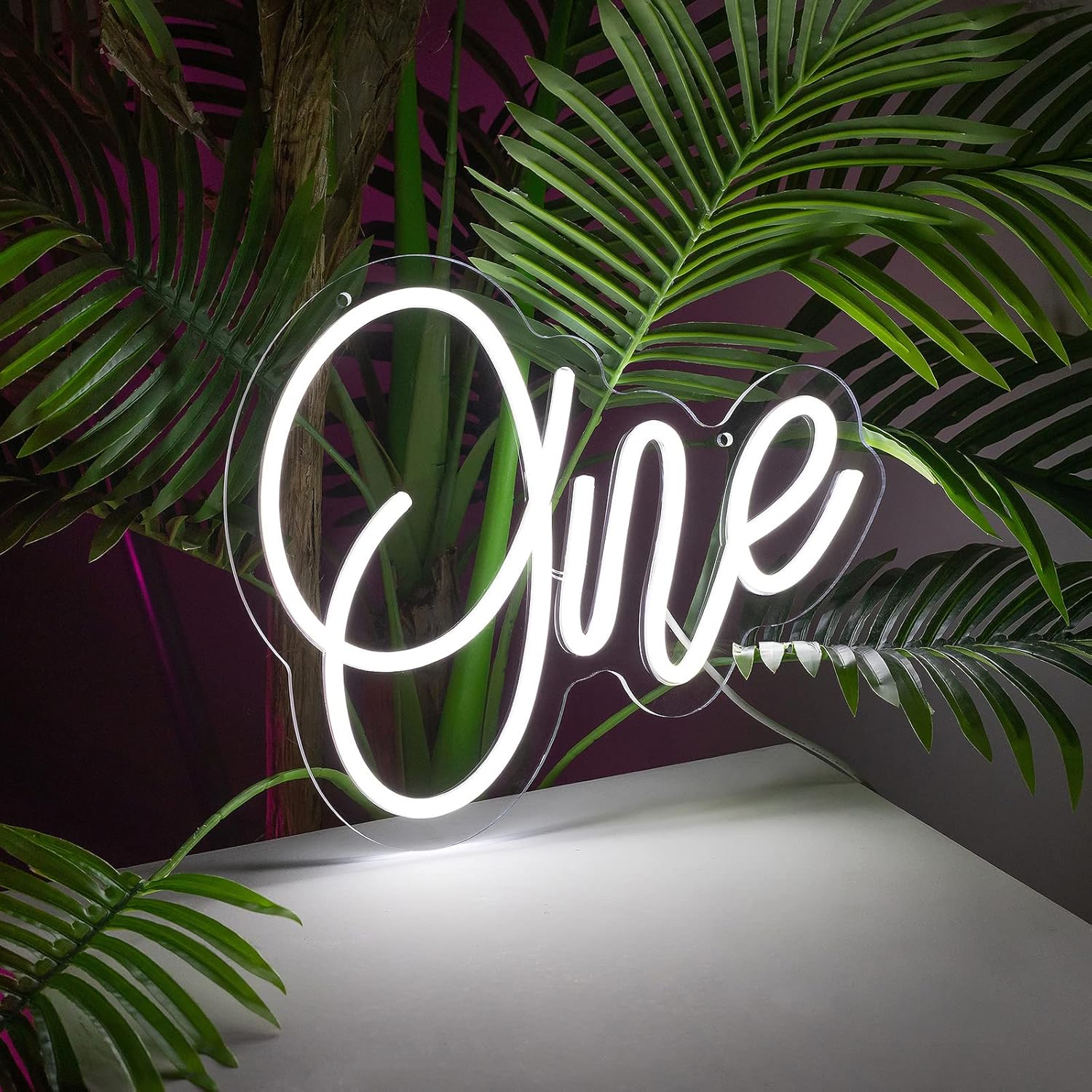 Letrero de neón blanco con letra LED de neón con un número, luz de neón para dormitorio, primer cumpleaños, fiesta de Navidad, sala de juegos, club
