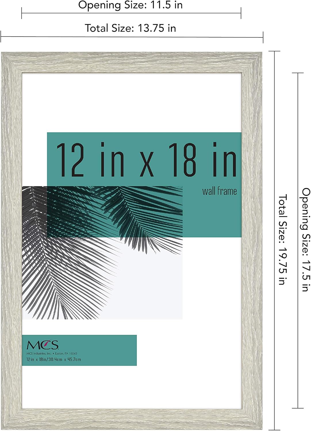 MCS Industries Studio Gallery – Marcos con textura de madera color gris de 12 x 18 pulgadas  30.48 x 45.72 cm., 2 unidades