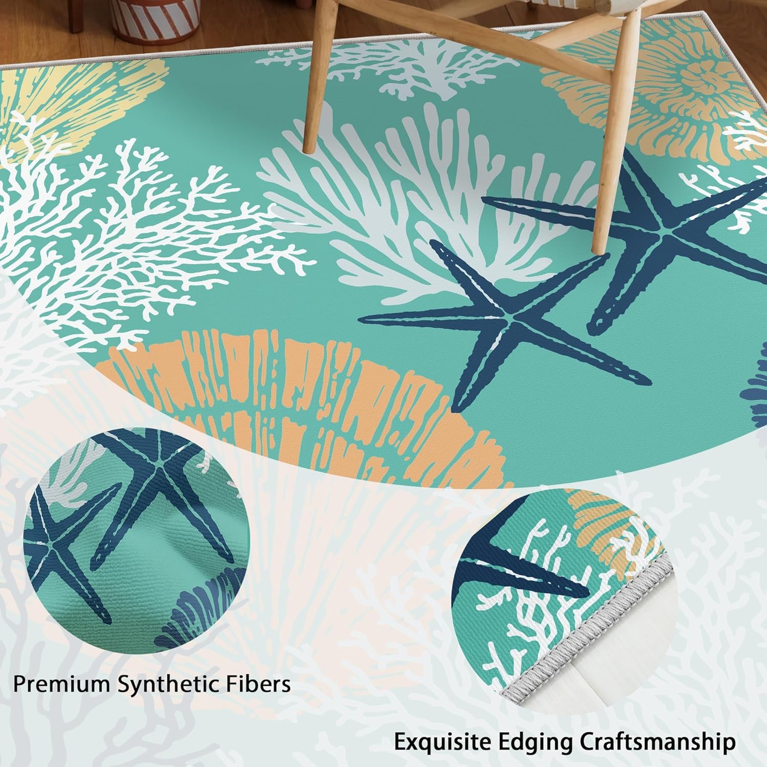 Tritard Alfombras Coastal Area Rugs – Alfombras náuticas con temática de playa, antideslizantes, lavables a máquina, modernas para sala de estar o