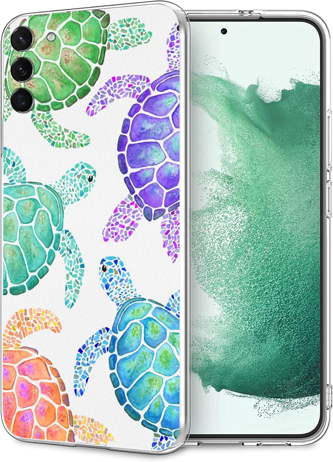 Funda compatible con Samsung Galaxy S21, divertida y colorida tortuga delgada, suave TPU a prueba de golpes, funda protectora de regalo para mujeres