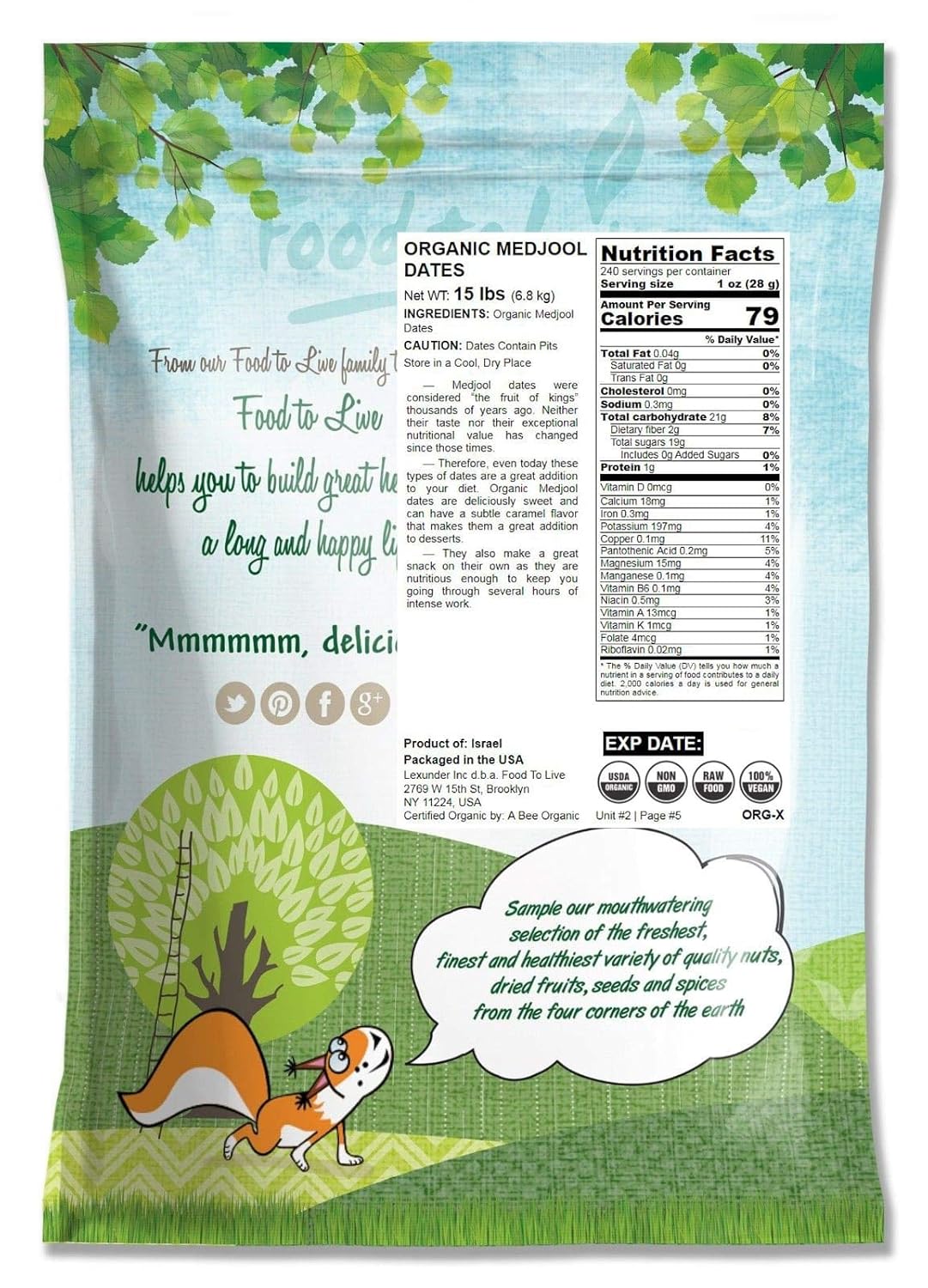 Comida para vivir Medjool orgánico