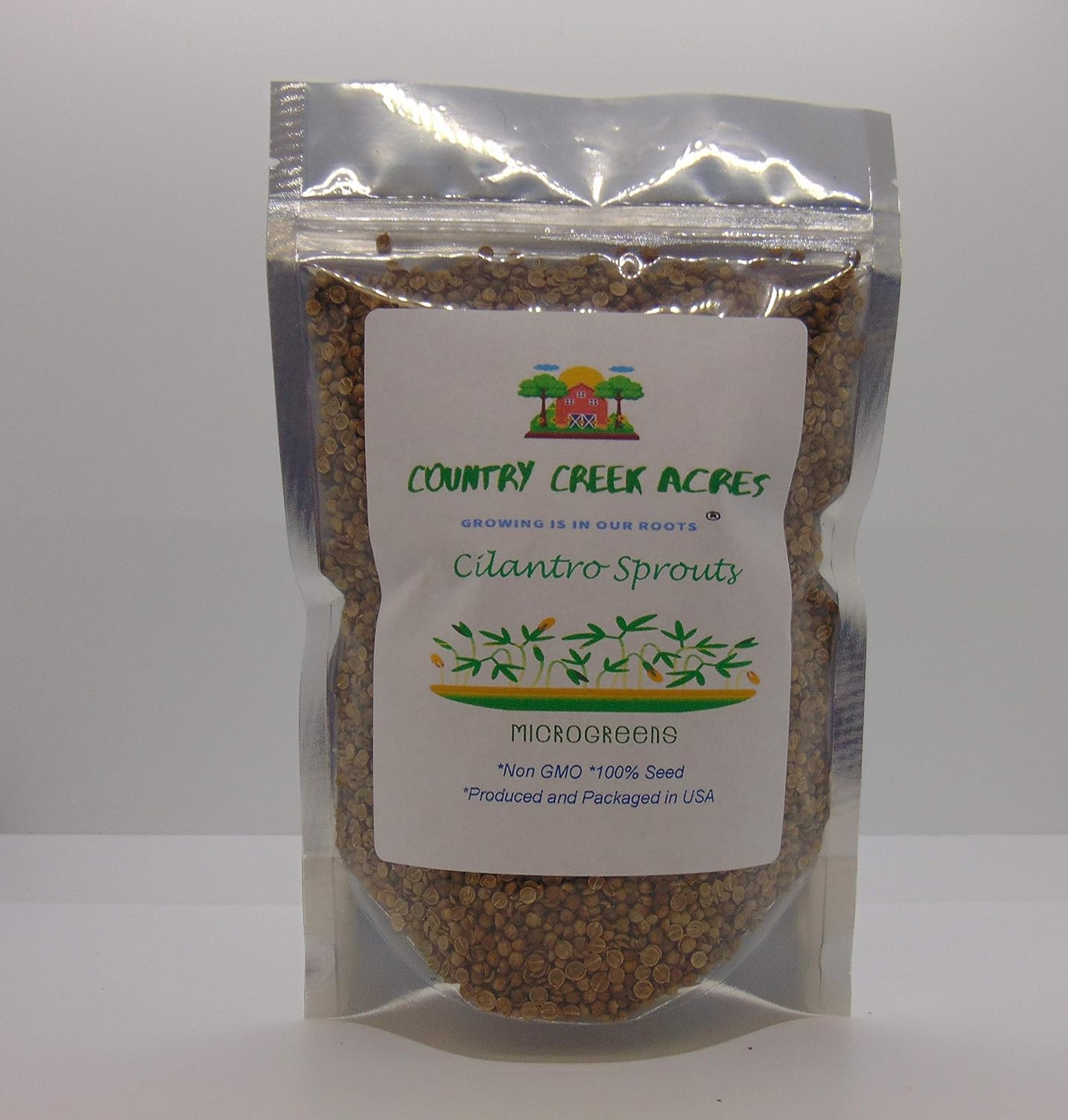 Semilla de cilantro, semillas de germinación, microverde, brotación, 12 onzas, sin OMG  Marca Country Creek Acres  Alta germinación de brotes