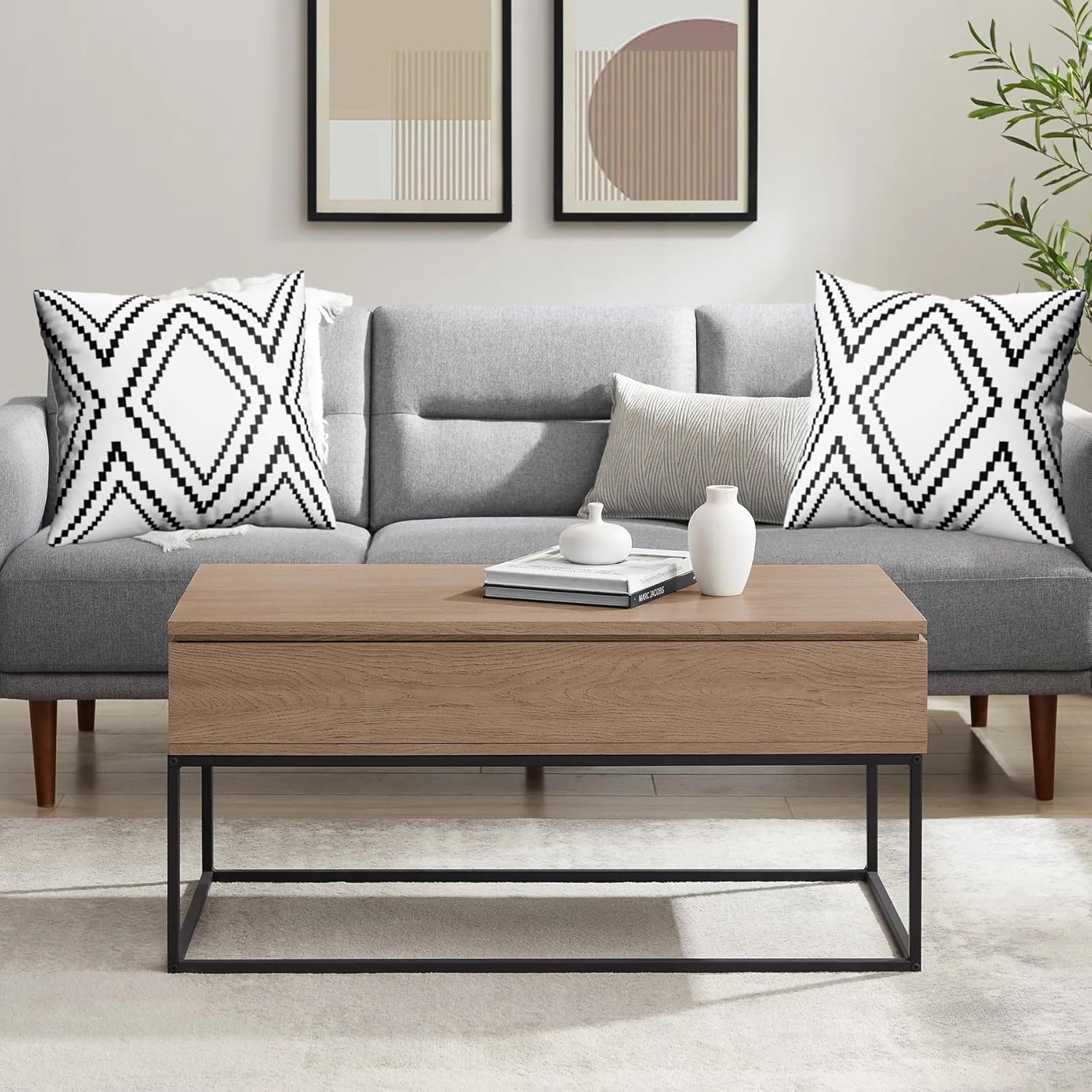 Juego de 2 fundas de almohada de 18 x 18 pulgadas, mezcla de poliéster azteca de color blanco, cuadradas, decorativas, para sofá, cama (18 x 18